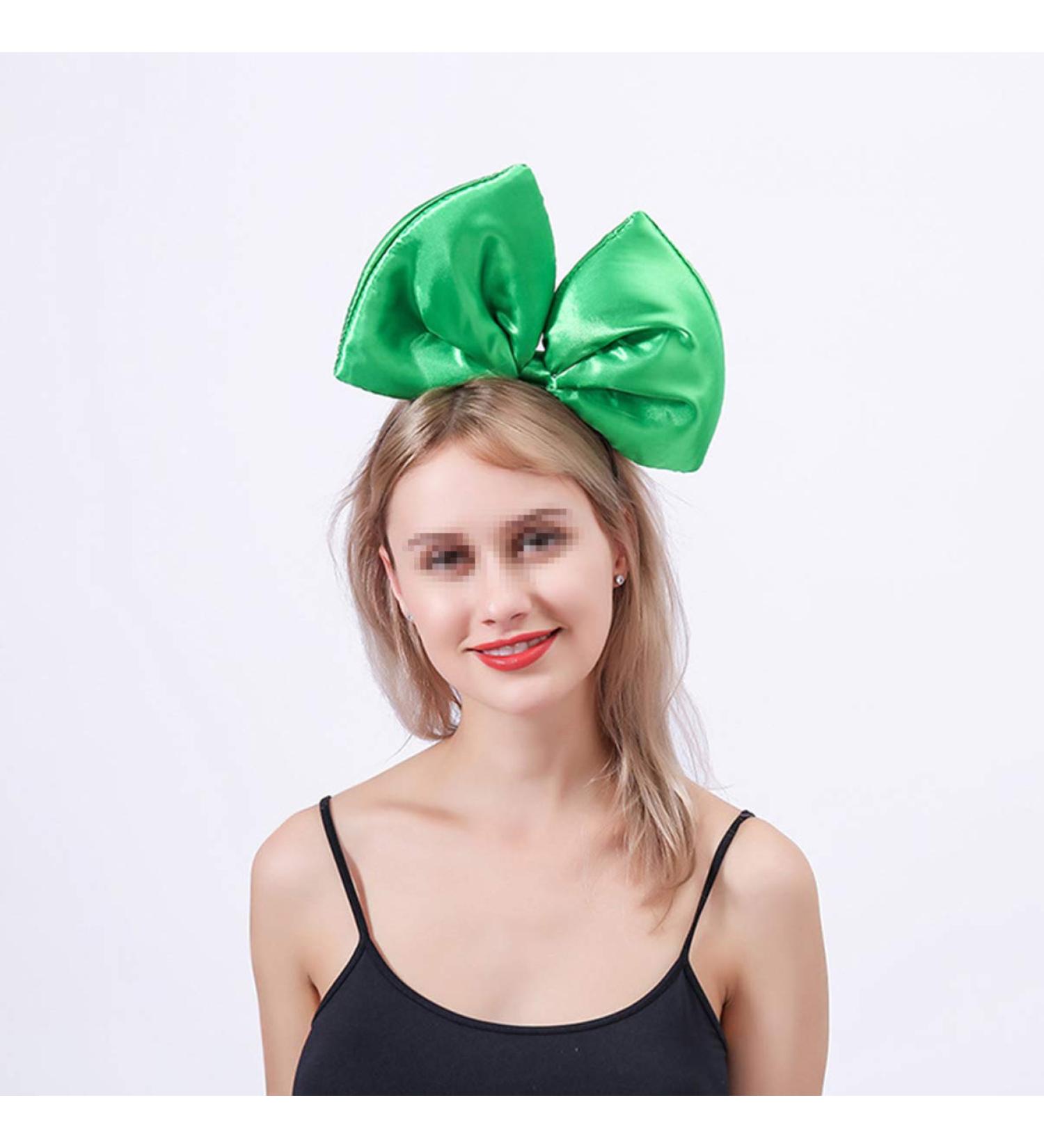 Minkissy Huge Bow Headband Candy Colored Hair Hoop Party Props Lovely Large Bowknot Hairband Party Props for Woman Girl(Green) - Buy Online on GoSupps.com