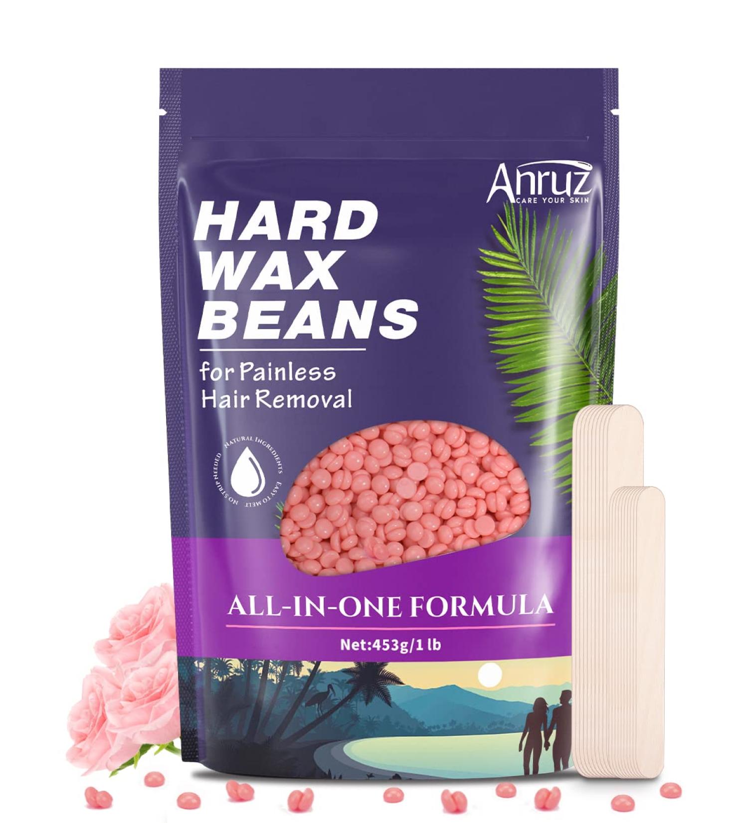 Anruz Waxing Pearls for Sensitive Skin - 453g Rose Wax for Home Hair Removal | 20 Applications for Armpit Brazilian Bikini & Leg | Perfect for Wax Warmers - Buy Online on GoSupps.com