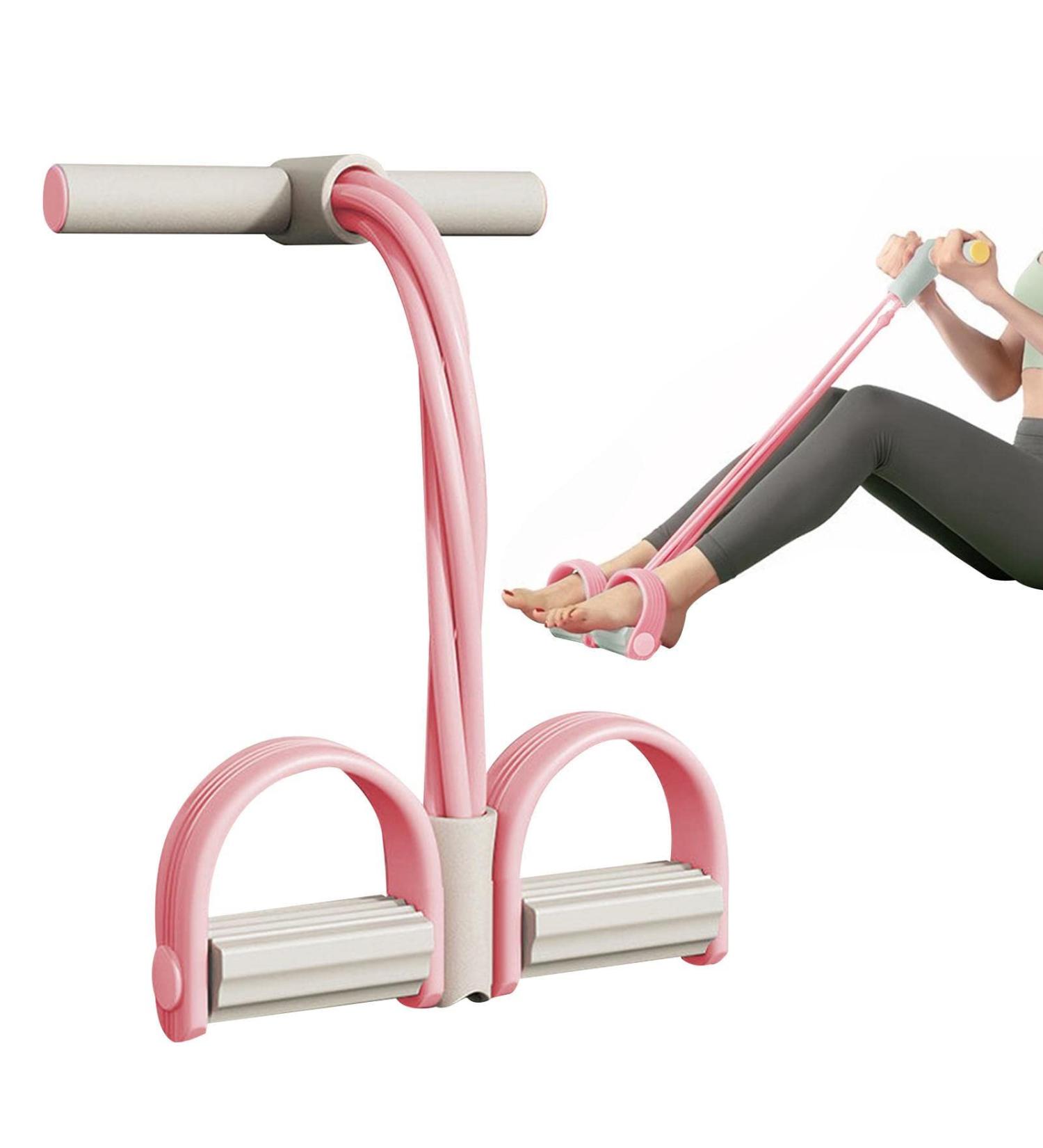 Puller Stretching Trainer | Resistance Bands Pull Up with Handle | Workout Tension Pull Rope Elastic | Arm Sit Up Fitness Band Exercise Gym Equipment Pink 1 - Buy Online on GoSupps.com