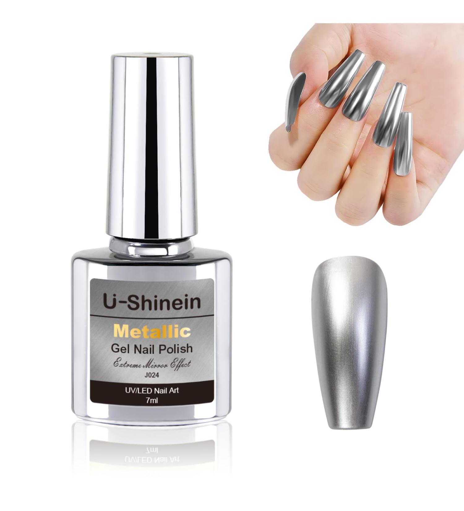 Buy Gunmetal Glint Metallic Gel Nail Polish - 7ml Mirror Chrome Long-Lasting Shine Soak Off UV/LED Nail Art - Buy Online on GoSupps.com