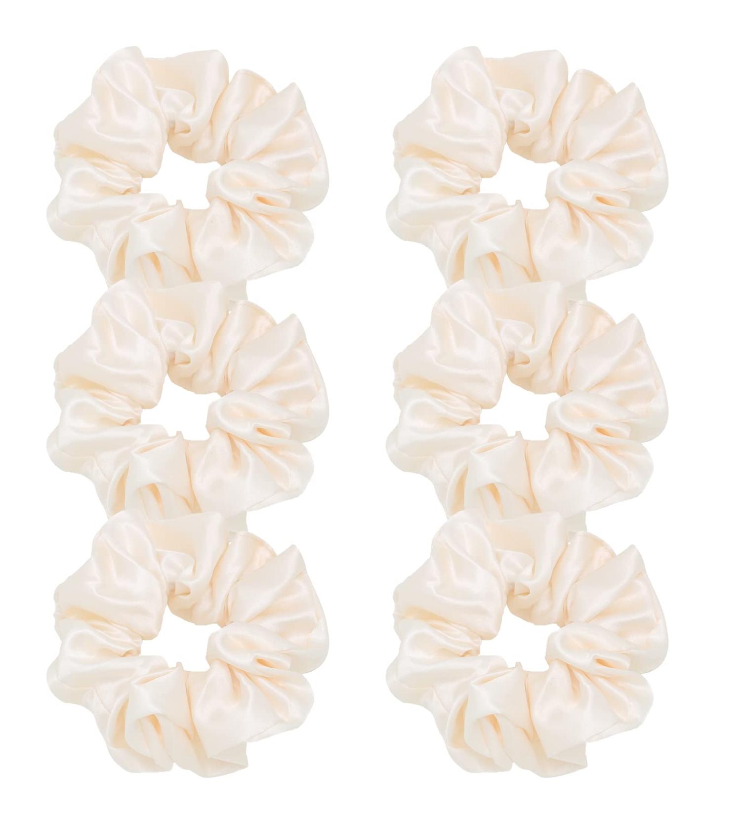 6 Pieces Hair Scrunchies Satin Elastic Soft Hair Ties Scrunchy Hair Bands for Women Girls (Beige) - Buy Online on GoSupps.com