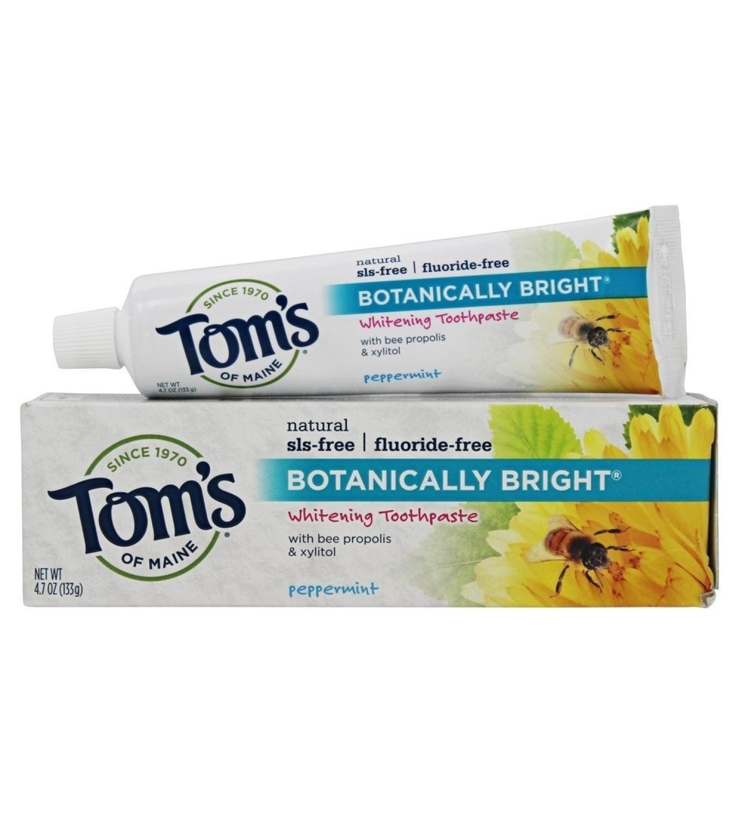 Tom's Of Maine Botanically Bright Whitening Toothpaste Peppermint - 4.7 Oz - Case of 6