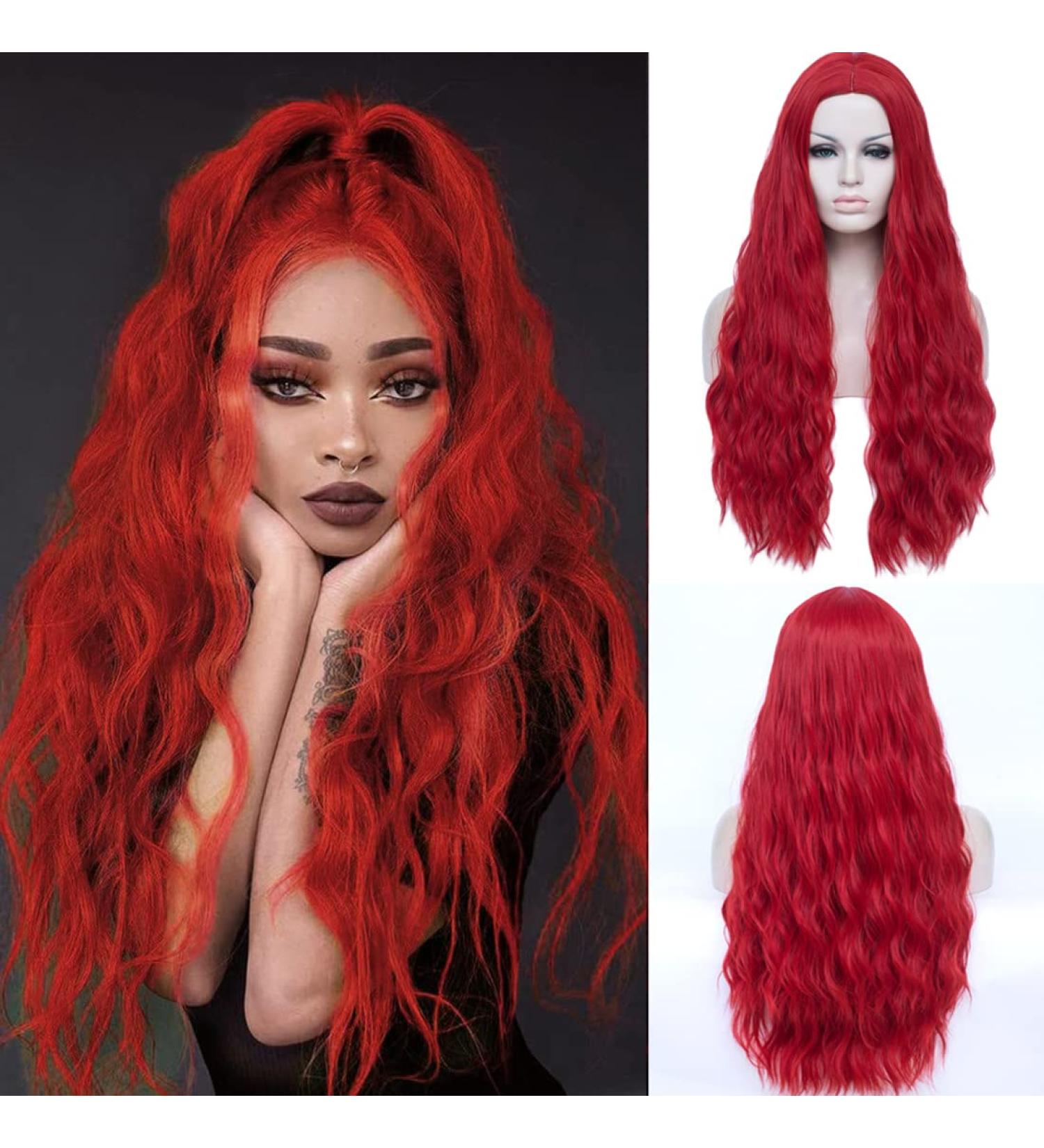 Atayou Women's Long Red Wig | Heat-Resistant Synthetic Cosplay Wigs for Halloween Costume - Buy Online on GoSupps.com