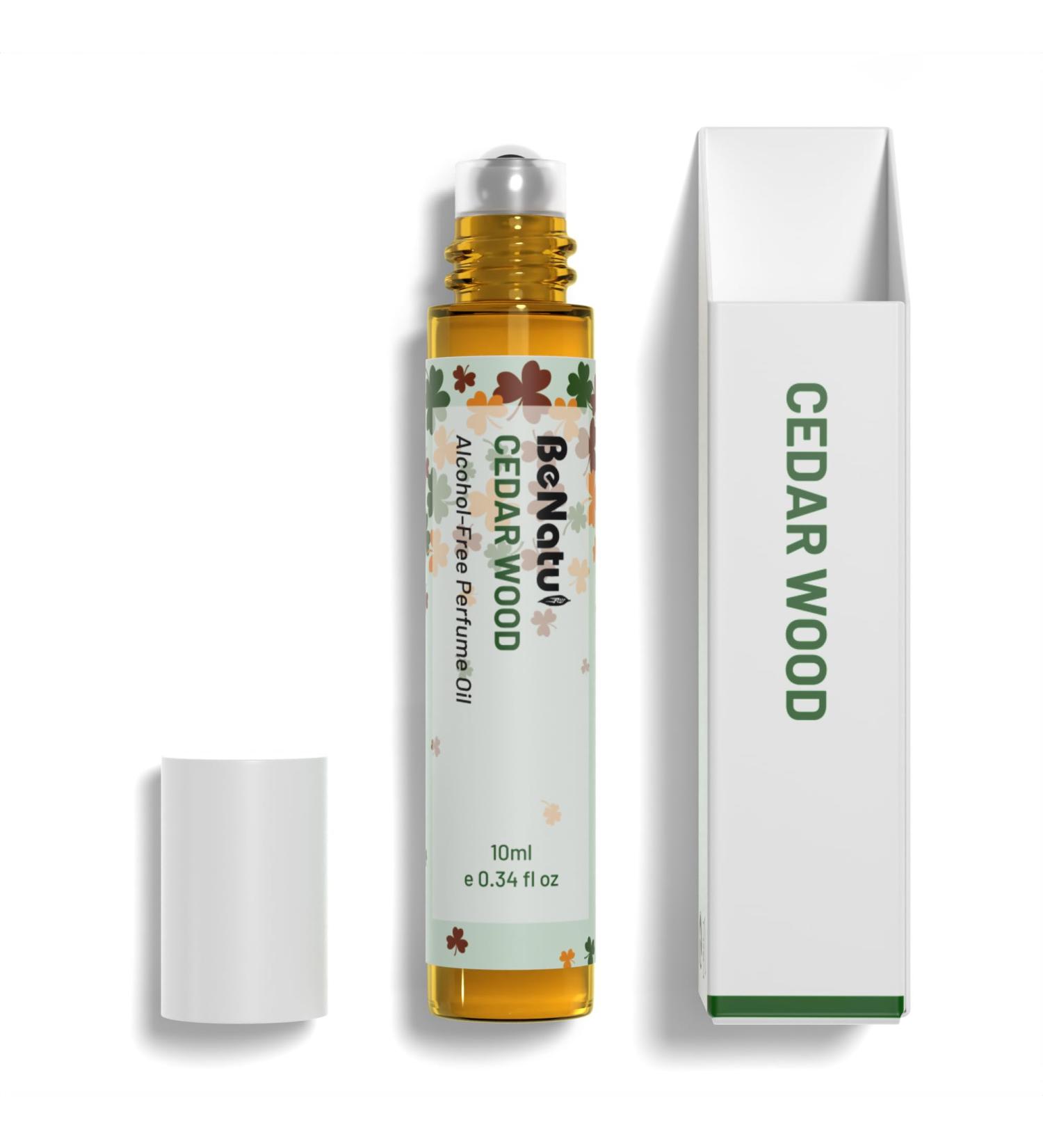 benatu Cedar Wood Perfume Oil Roll On for Men Alcohol Free Eau de Parfum Travel Size Essential Oil Body Fragrance Concentrated Warm Woody Scent 10 ml - Buy Online on GoSupps.com