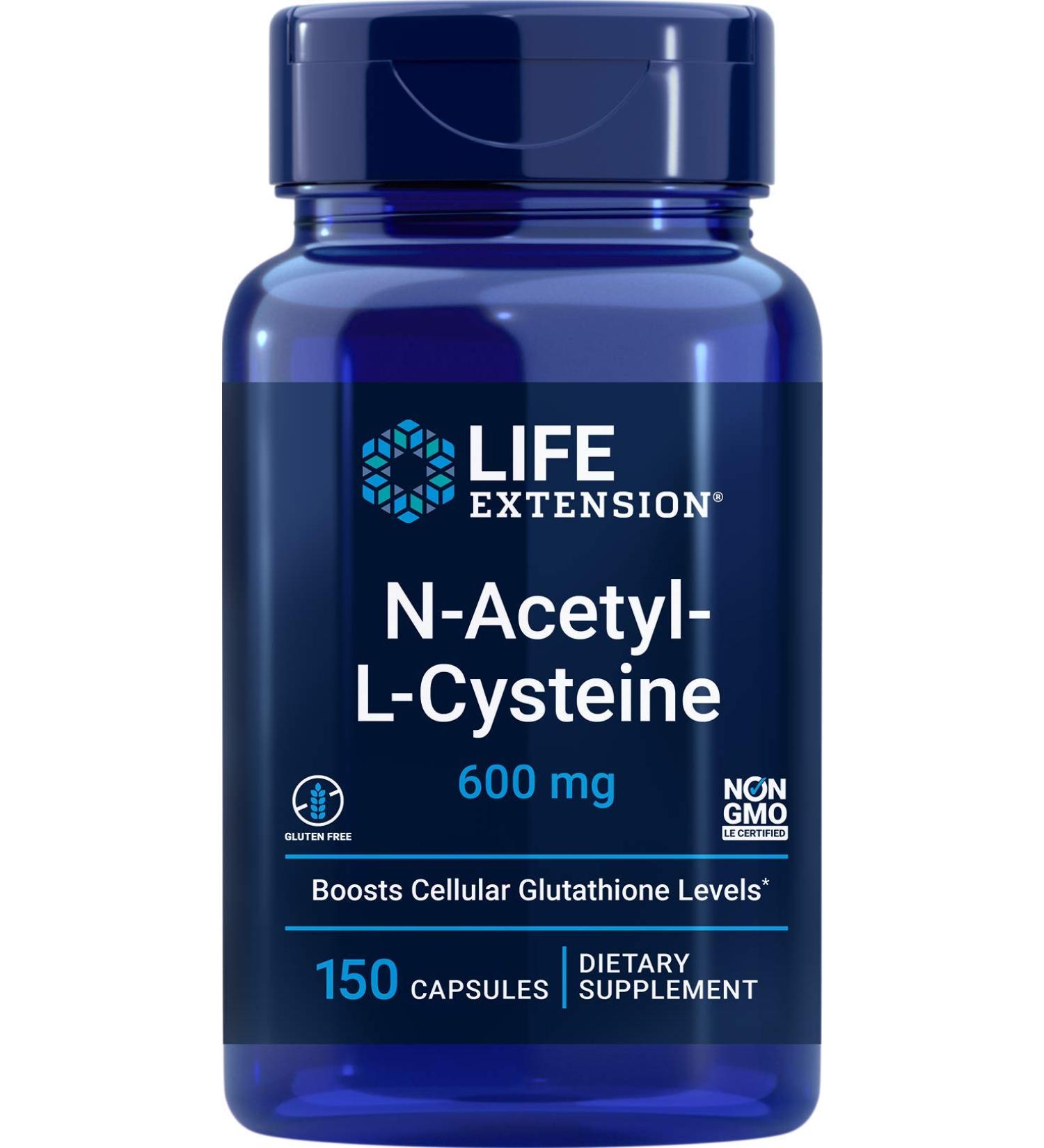 Life Extension N-Acetyl-L-Cysteine (NAC) 600mg - 150 Capsules - Buy Online on GoSupps.com