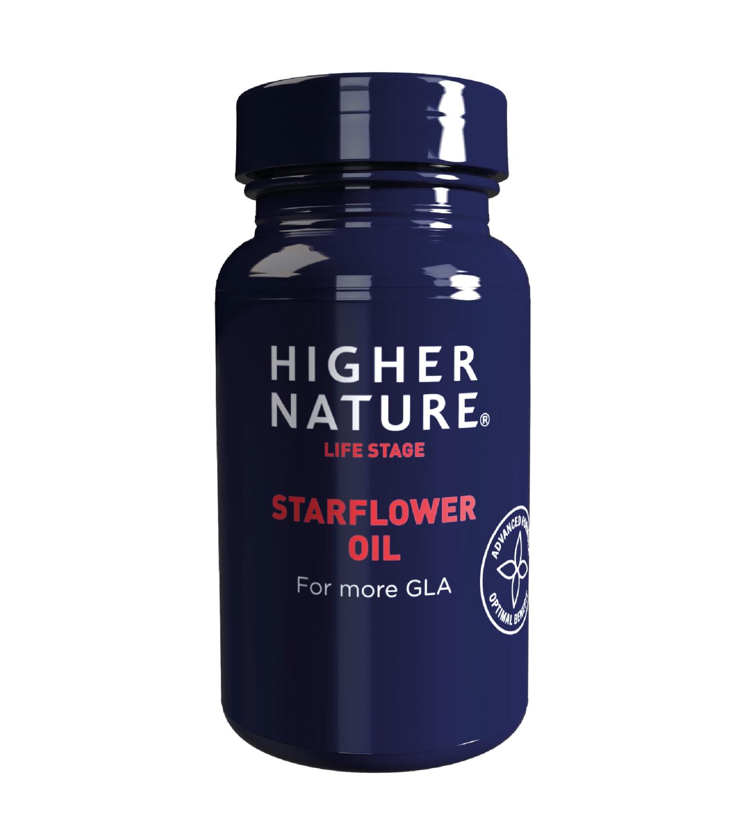 Higher Nature - Starflower Oil 1000mg - PMS & Menopause Support - Gluten Free - Starflower Oil Capsules 1000mg - 90 Capsules 90 count (Pack of 1) - Buy Online on GoSupps.com