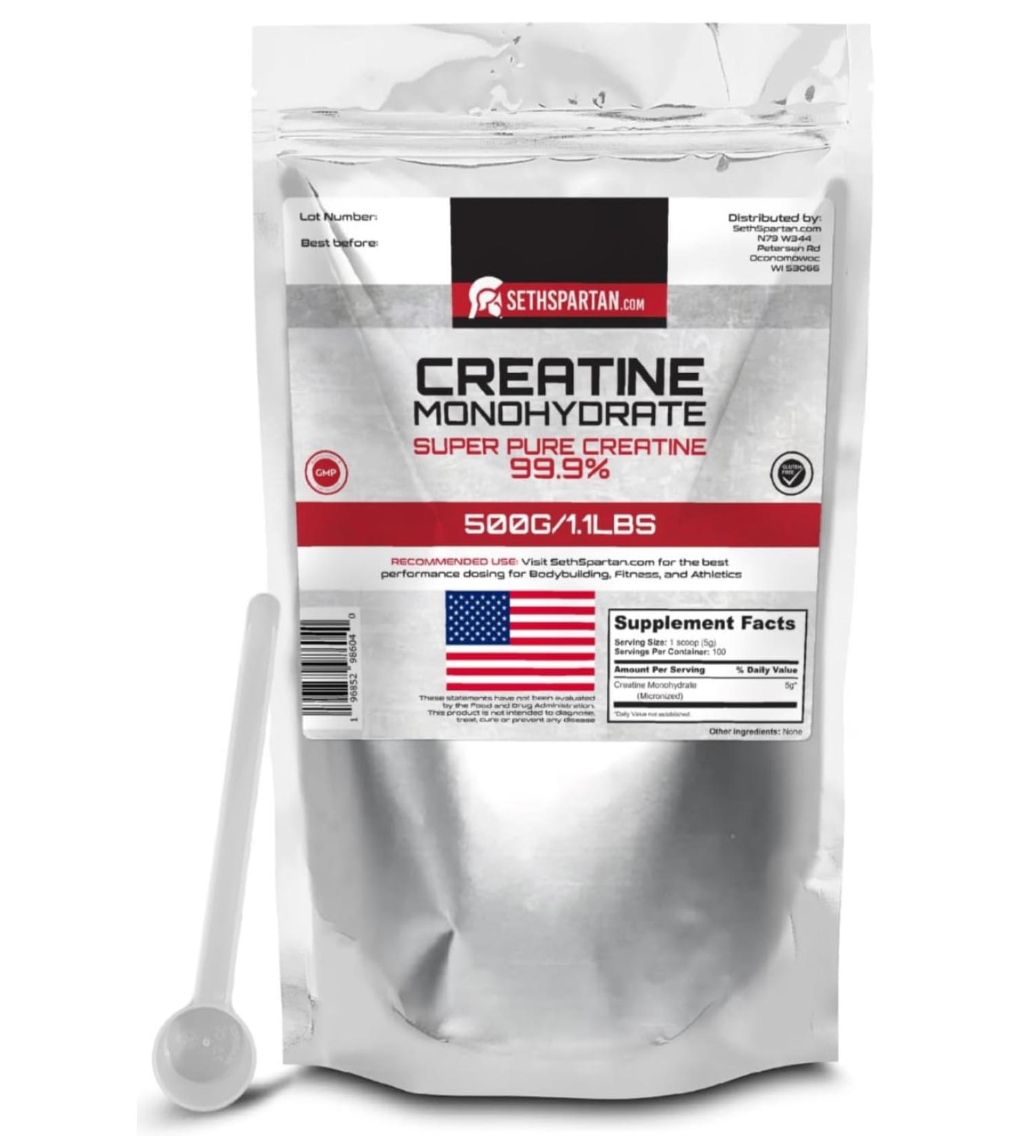 Creatine Monohydrate 99.9% Pure - 1.1 LB (500g) Super Micronized - USA Quality - International Shipping - Buy Online on GoSupps.com