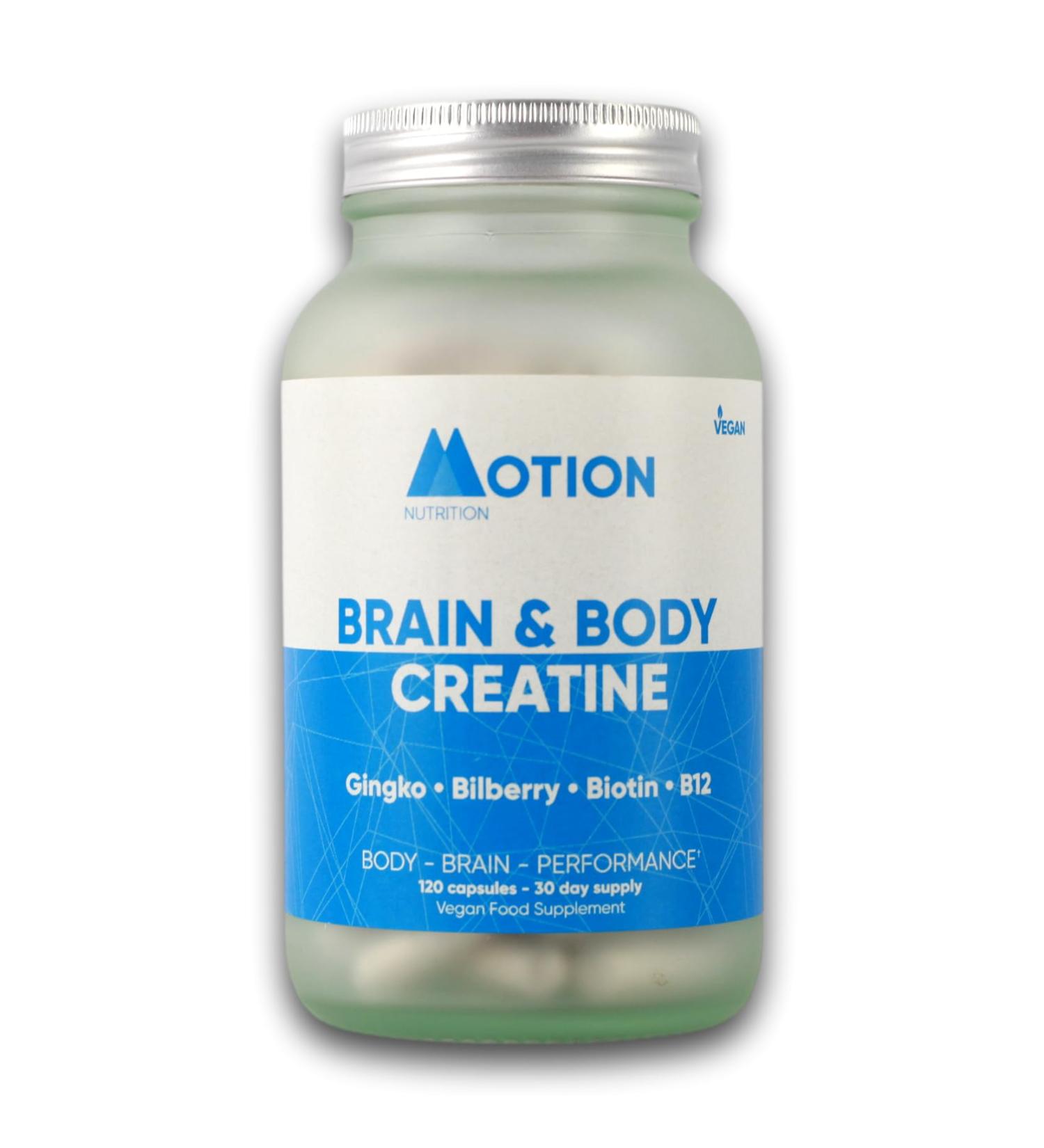 Motion Nutrition Brain & Body Creatine - Creatine Capsules for Increased Power Speed + Mental Performance - Perfect for Sprint/Power-Based Exercise - Improves Psychological Function (120 Capsules) - Buy Online on GoSupps.com