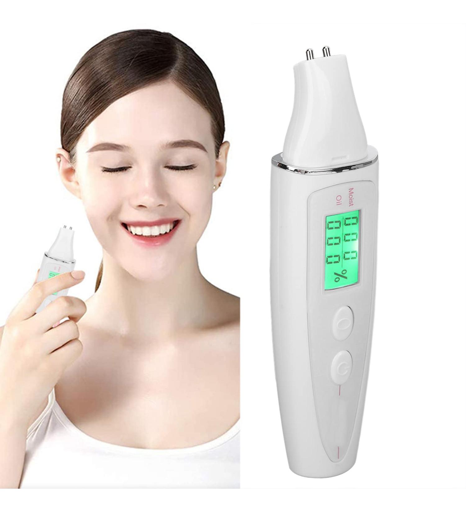 Precision Skin Analyzer - Digital LCD Facial Water & Oil Tester for Home & Salon | Portable Skin Sensor in White - Buy Online on GoSupps.com