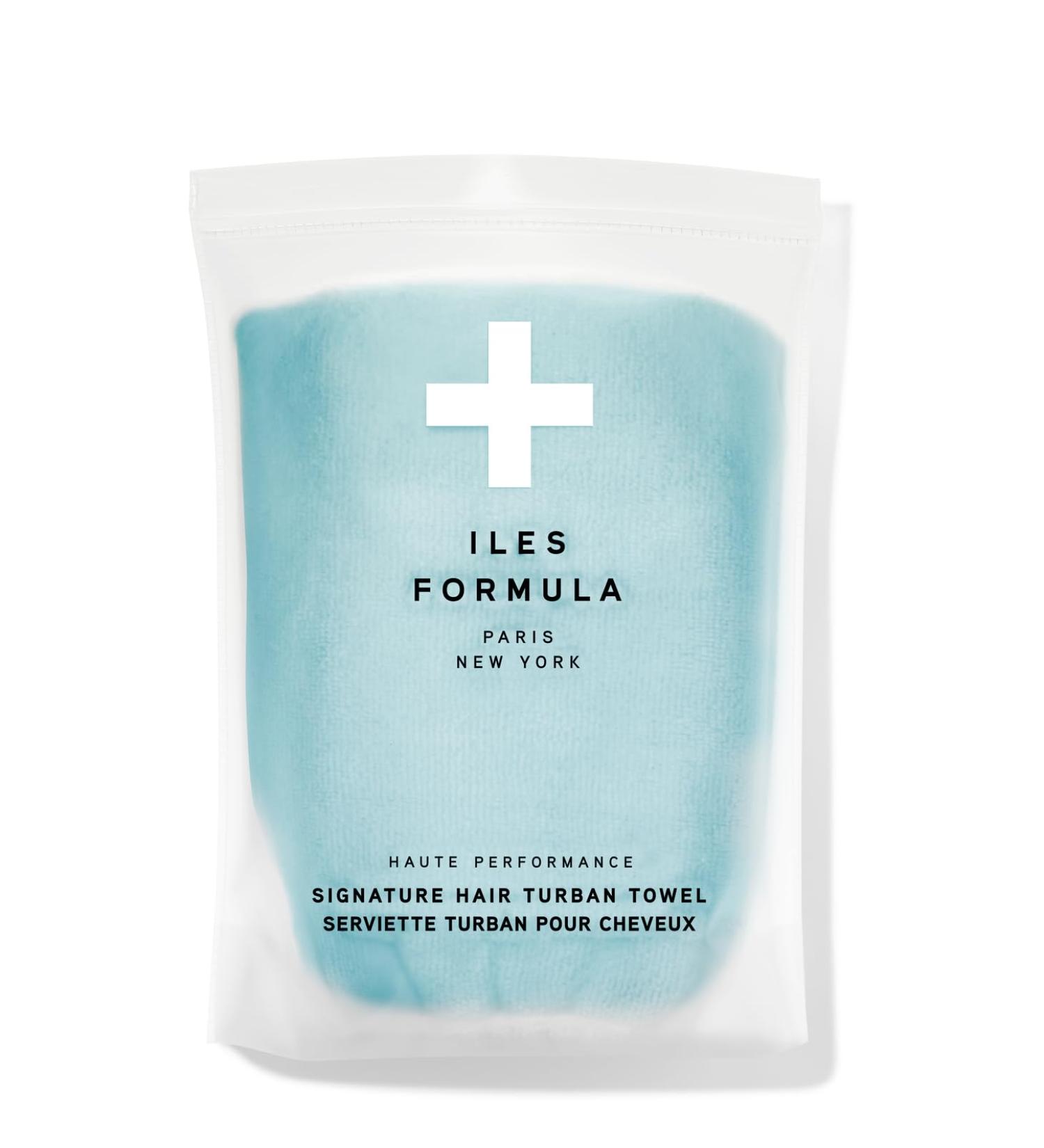 ILES FORMULA Haute Performance Hair Turban Towel | Fast Absorbing Microfiber Wrap | Reduces Static Frizz & Breakage | Limited Edition Spa Blue - International Shipping Available - Buy Online on GoSupps.com