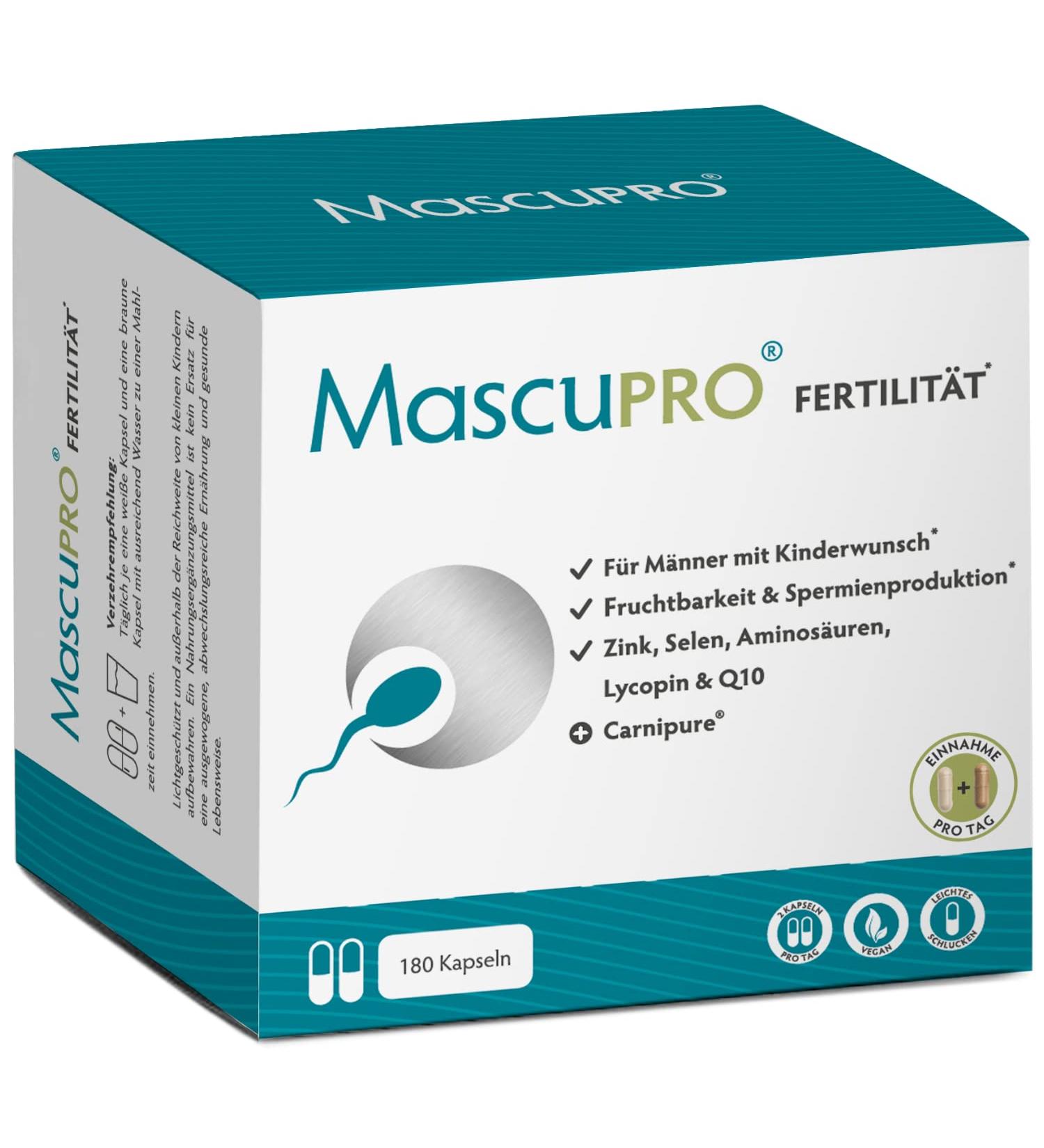 MascuPro Fertility Man - Boost Sperm Production & Men's Health | 180 Capsules with Zinc Selenium Q10 & L-Carnitine | Best Supplement for Fathers-to-Be - Buy Online on GoSupps.com