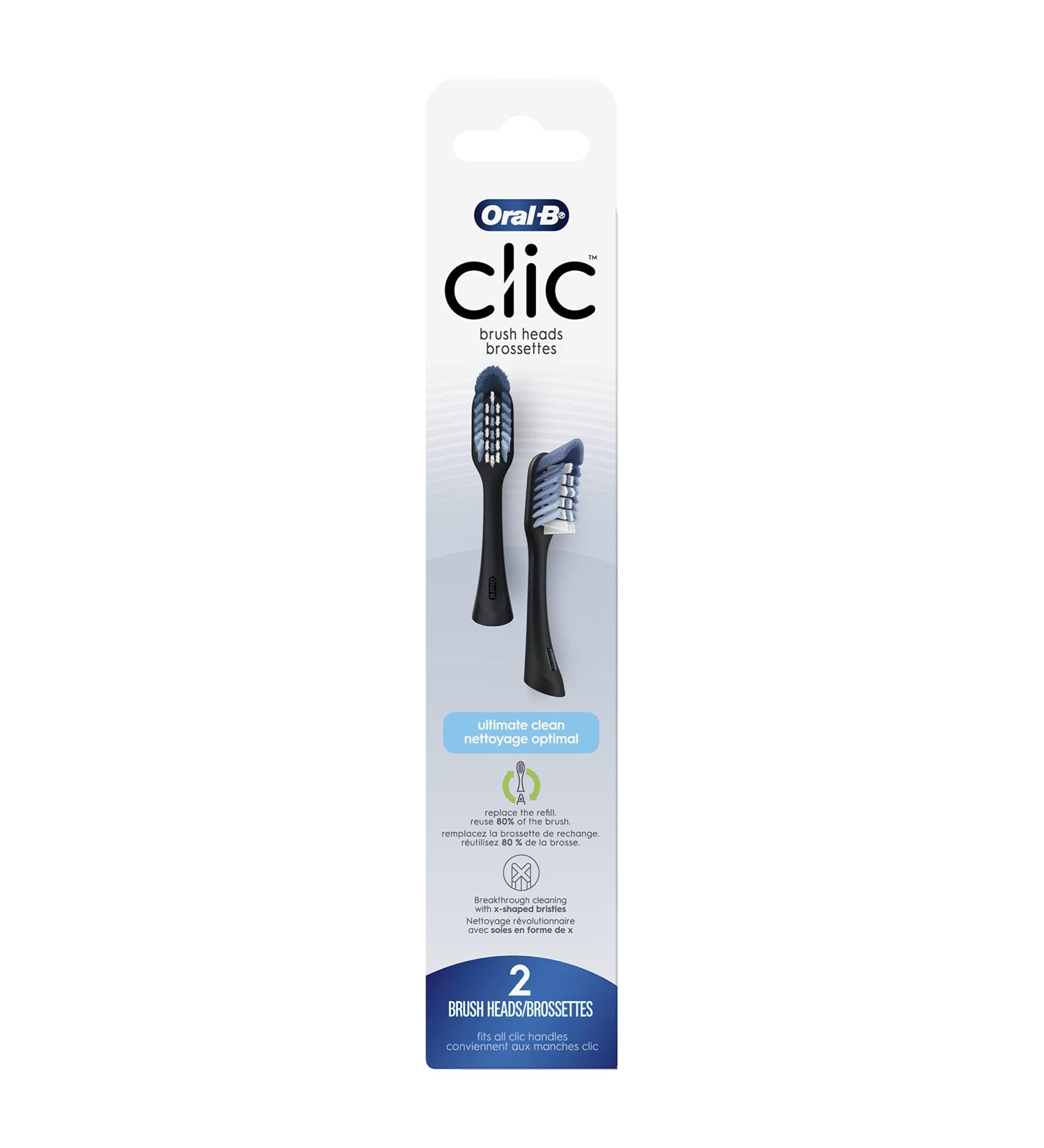 Oral-B Clic Toothbrush Ultimate Clean Black Replacement Brush Heads - 2 Count - Buy Online on GoSupps.com