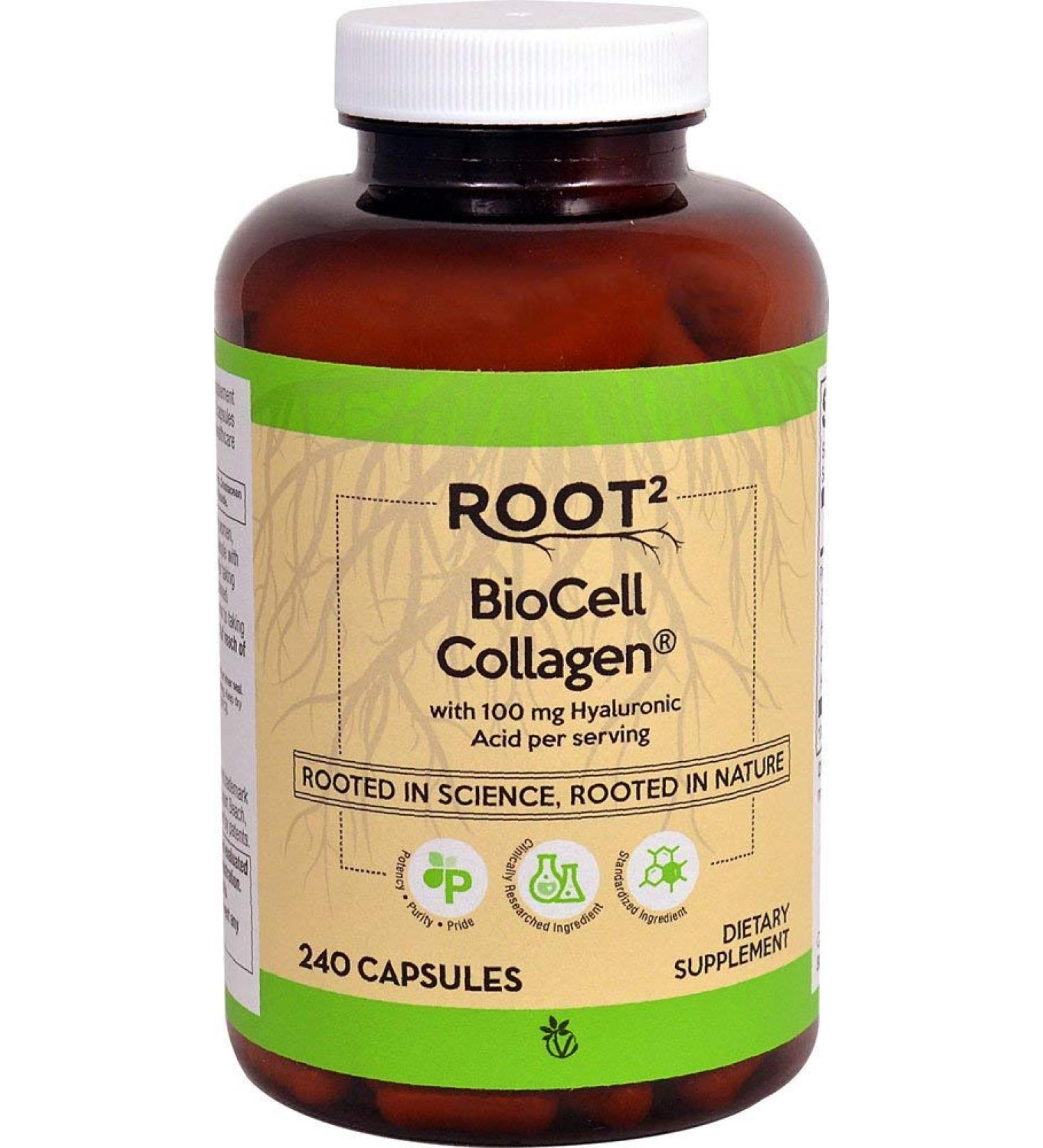 Vitacost ROOT2 BioCell Collagen With Hyaluronic Acid -- 100 Milligram Per Serving - 240 Capsules - Buy Online on GoSupps.com