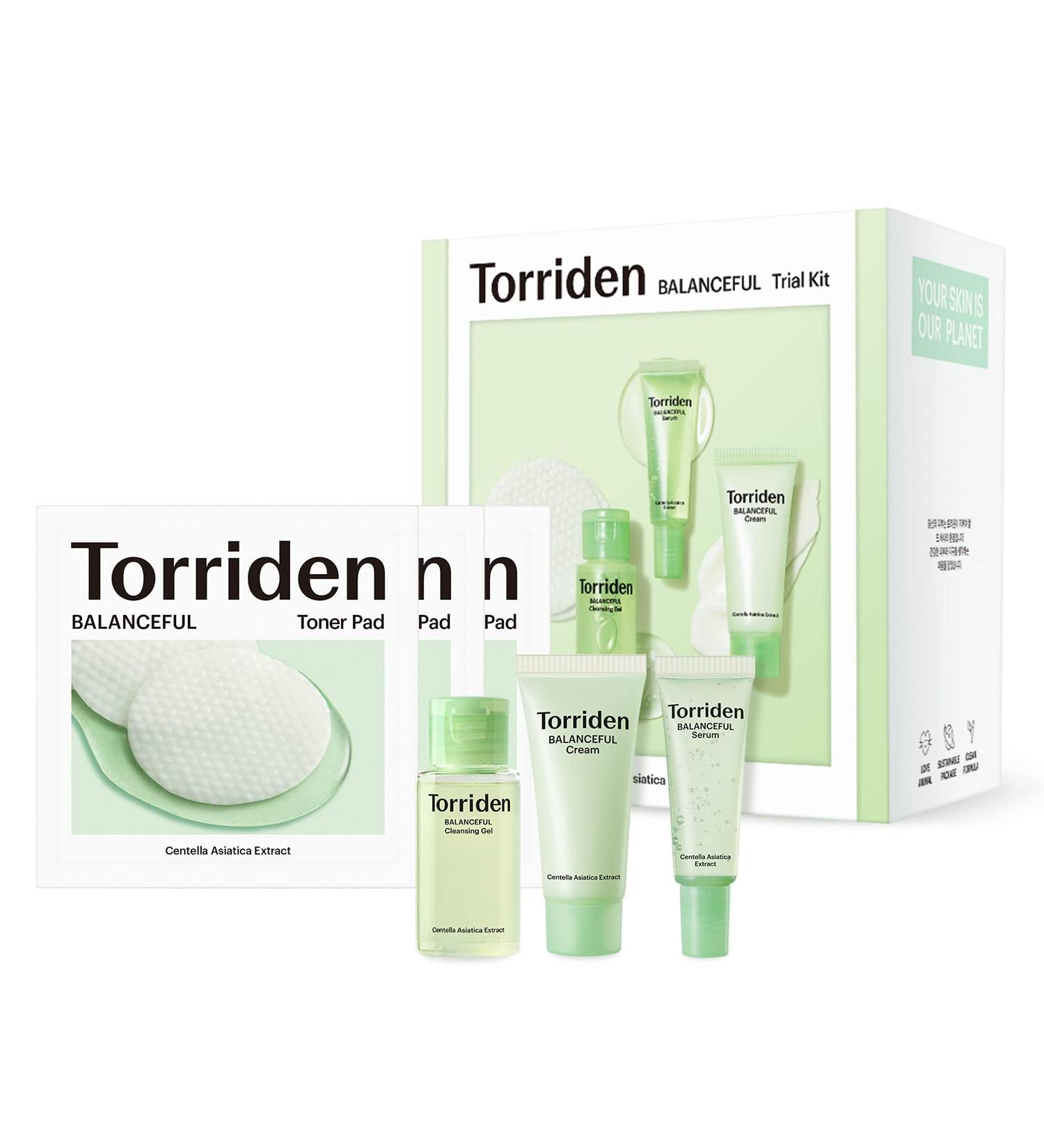 Torriden BALANCEFUL Cica Trial Kit | Vegan Gotu Kola Skincare 4-Step Regimen | Hypoallergenic Korean Skincare for All Skin Types - Buy Online on GoSupps.com