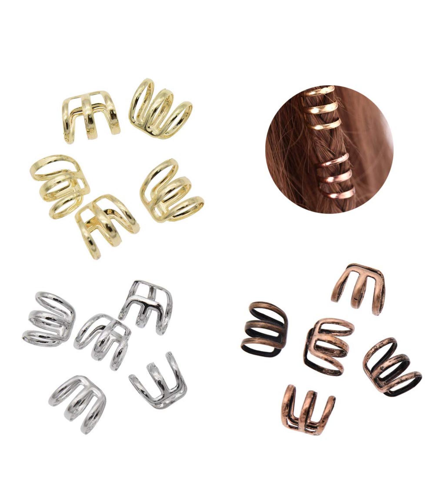 Ximimark 15 Pcs Dreadlock Beads Hair Rings Set - Gold Silver Bronze | Adjustable Hair Cuff Clip for Braid Styling - Buy Online on GoSupps.com