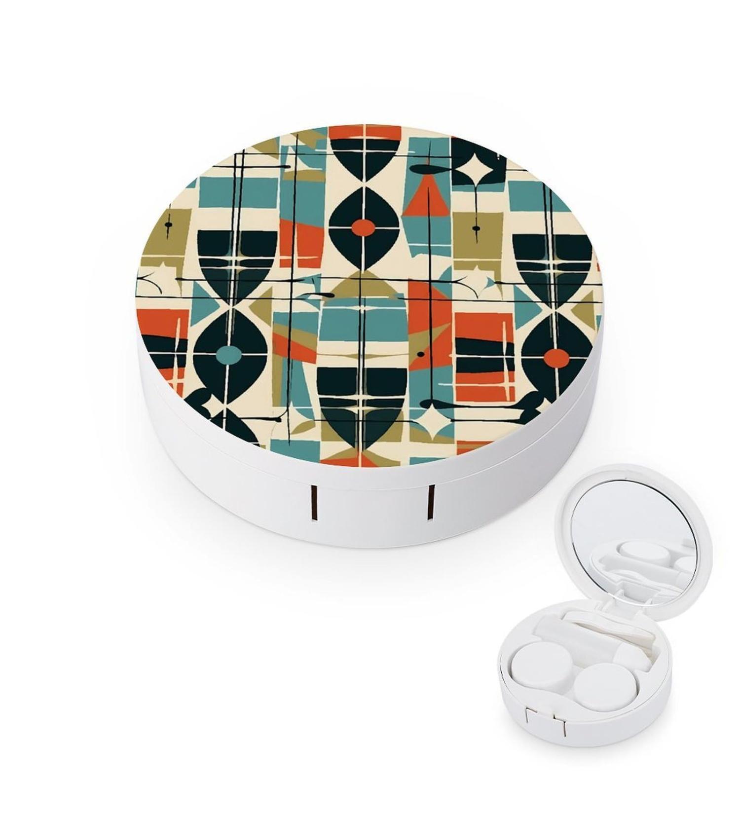 Contact Lens Case - Modern Mid Century Print | Plastic Care Box & Travel Solution - Buy Online on GoSupps.com