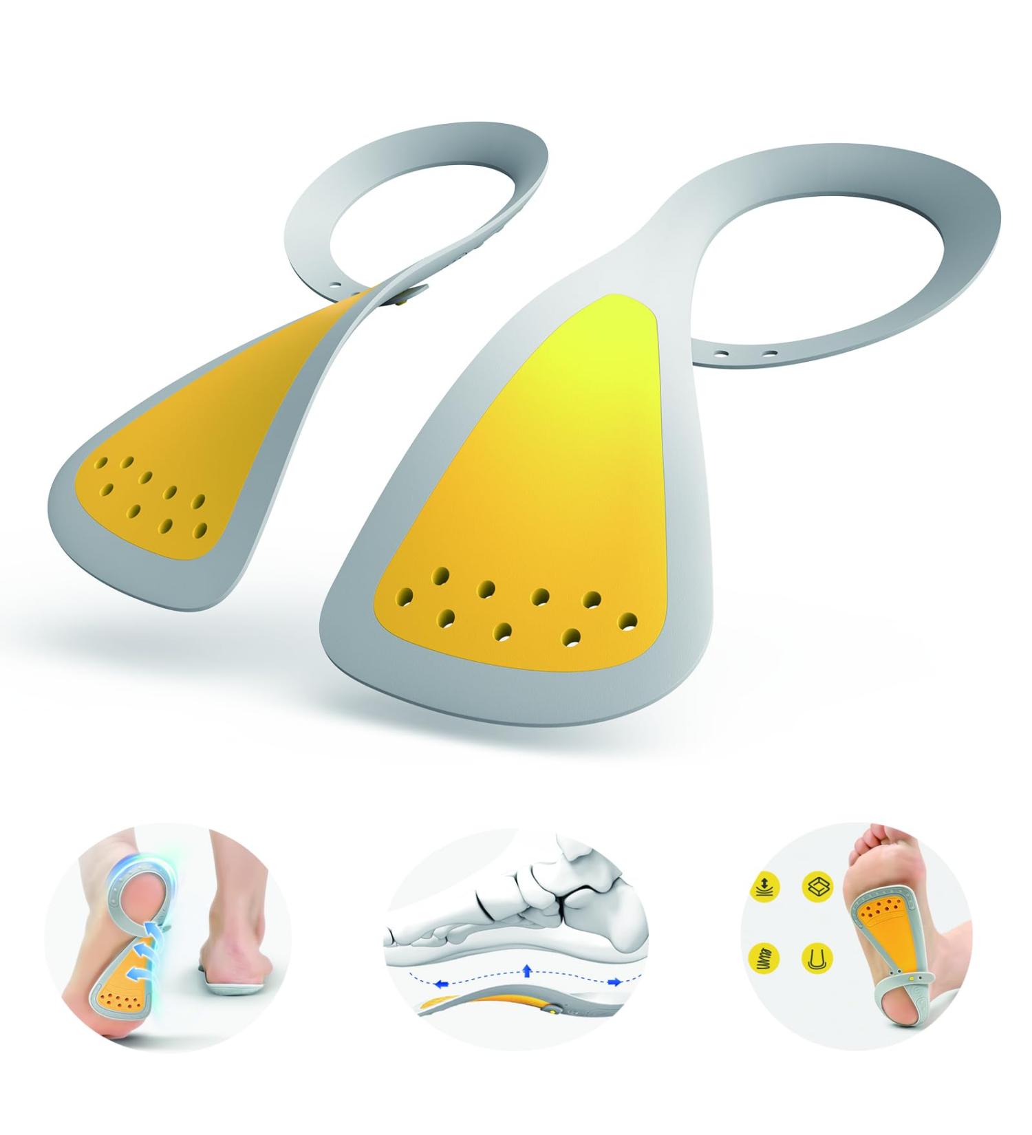 Foot Arch Supports Insoles for Plantar Fasciitis Relief - Ideal for Flat Feet & High Arches | Pain Relief for Heel Back Hip Leg Knee and Foot - Unisex Support Inserts - Buy Online on GoSupps.com