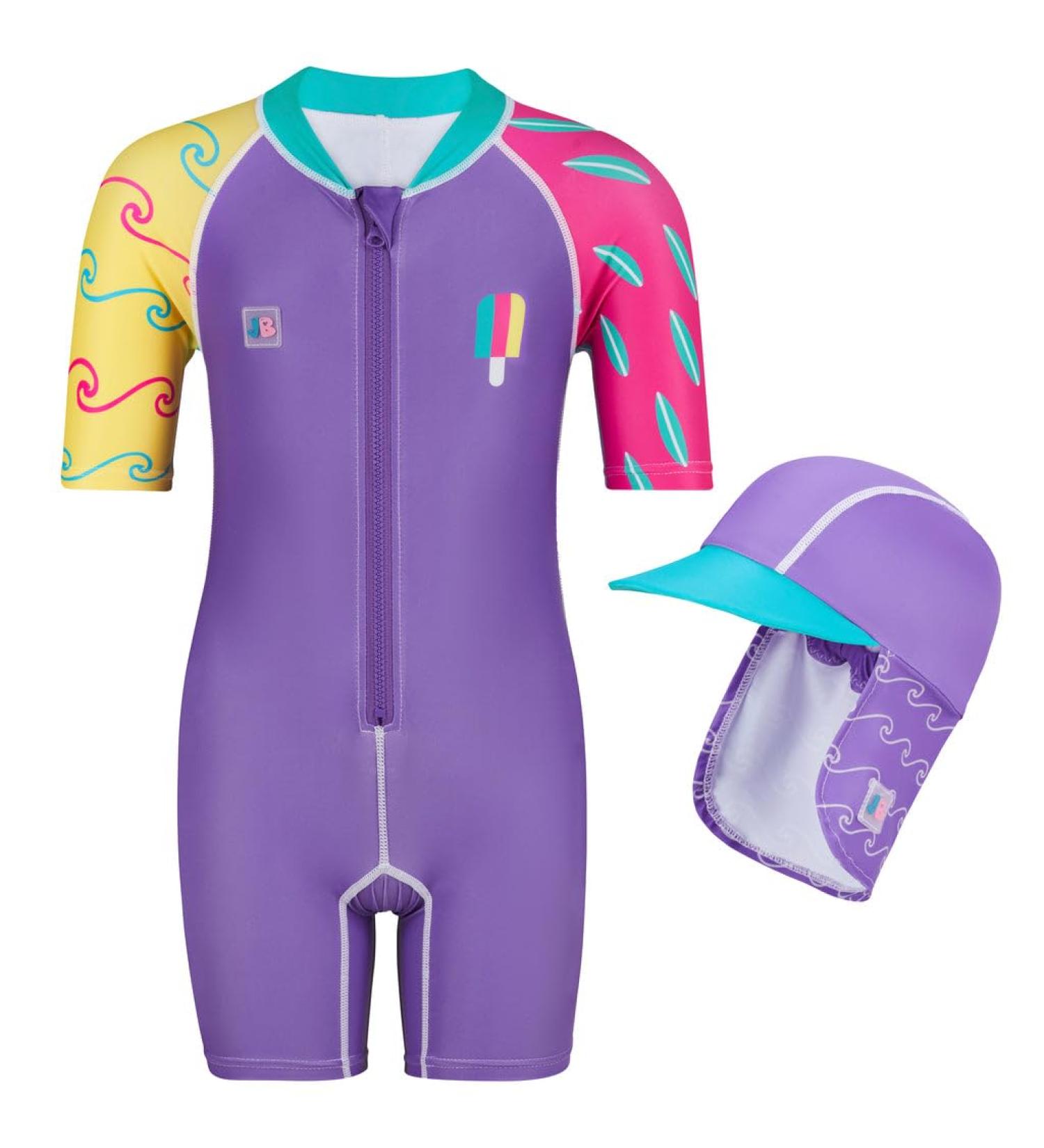 Juicy Bumbles Baby Swimsuit - One Piece Toddler Swimming Costume - Short Sleeve Infant Swimwear for Girls and Boys (6 Months - 5 Years) - 1 Year Surfer Design - Buy Online on GoSupps.com