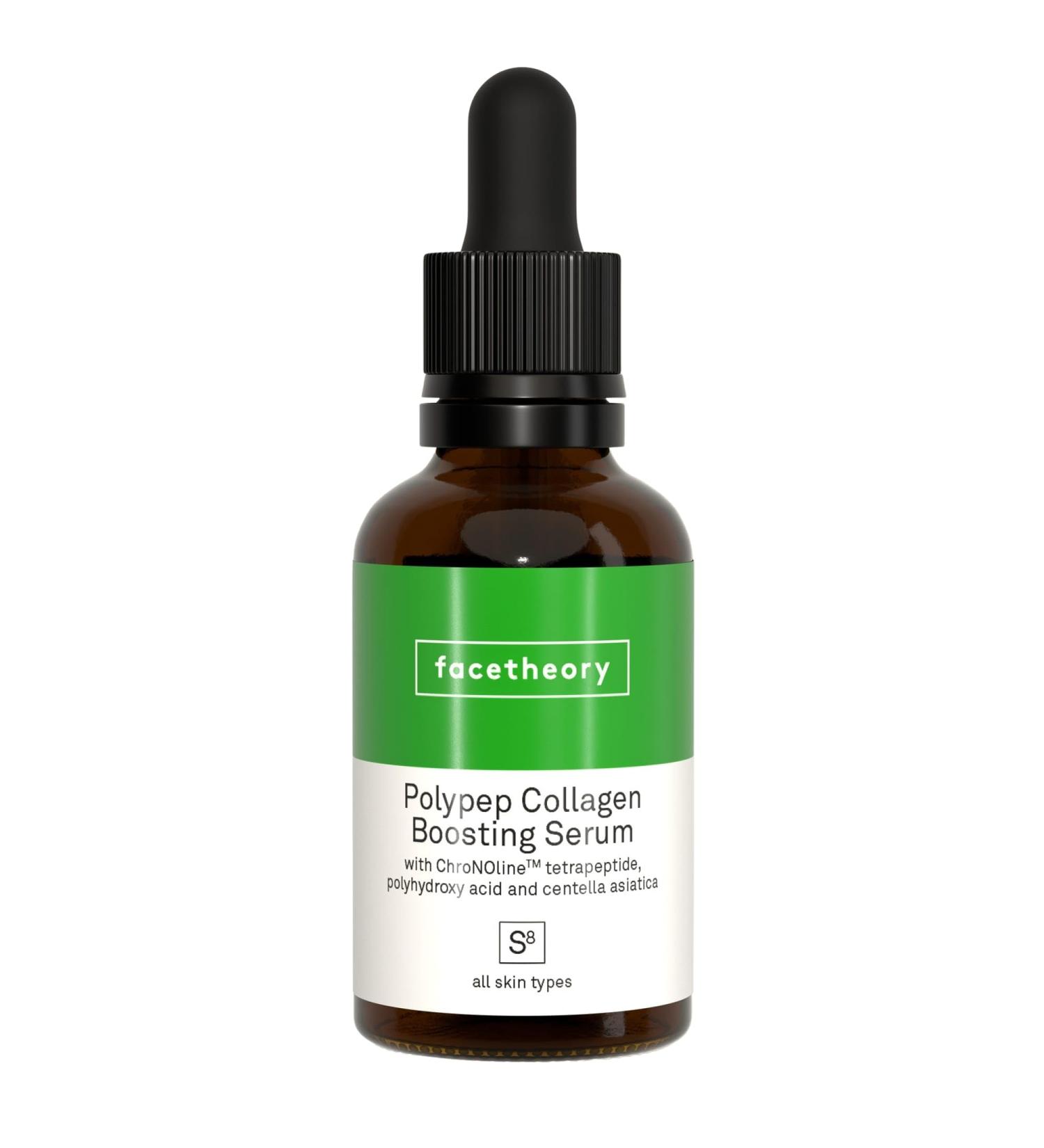 facetheory PolyPep Collagen Boosting Serum S8 - Centella Asiatica Based Face Serum Retinol-Free Face Lift Collagen Peptide Serum Vegan and Cruelty-Free Made in the UK | 30ml - Buy Online on GoSupps.com