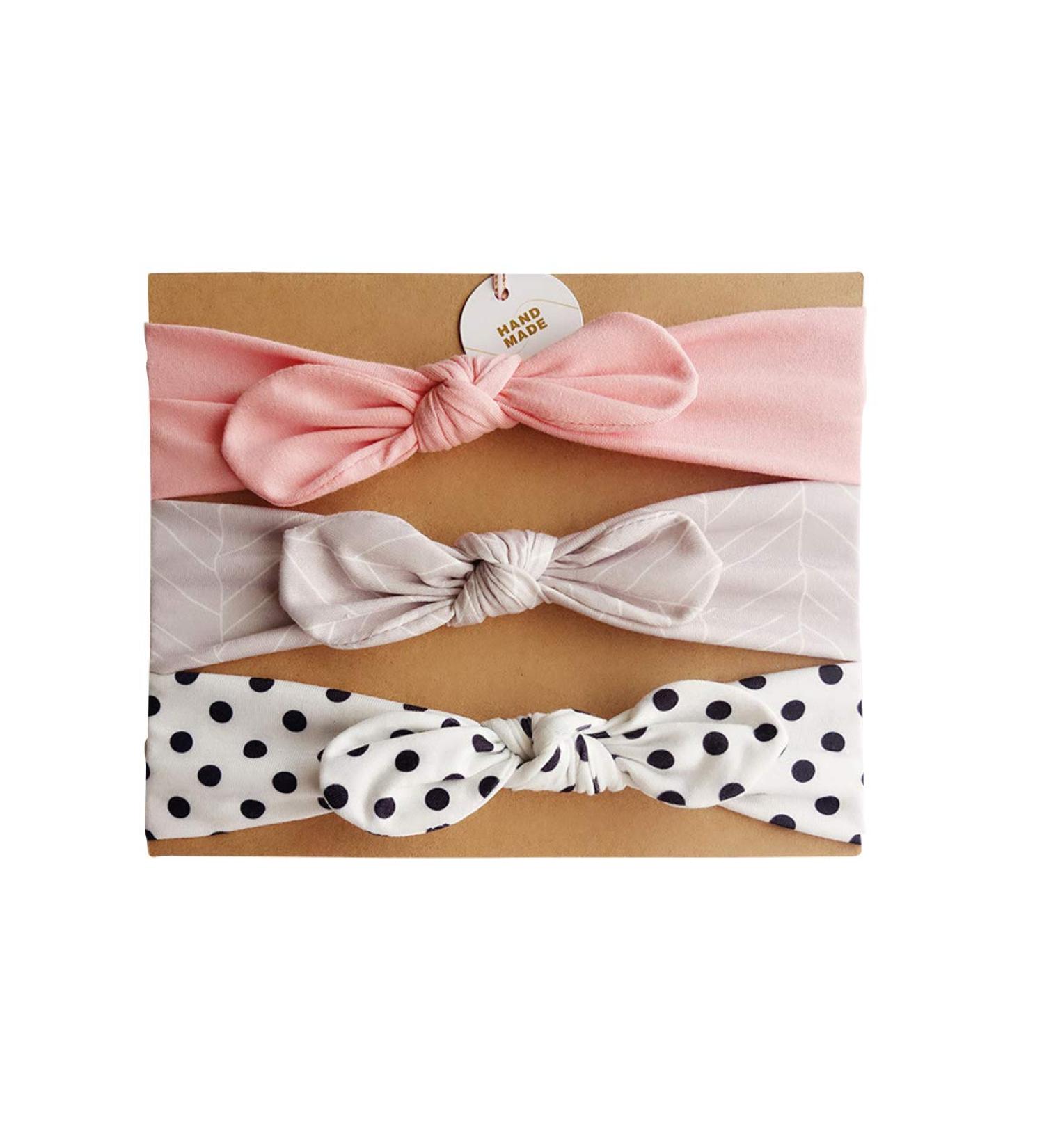 COUXILY 3 Piece Baby Girl Headband Set | Boutique Quality Elastic Cotton Hairbands with Bow | Perfect for 6-48 Months - Buy Online on GoSupps.com