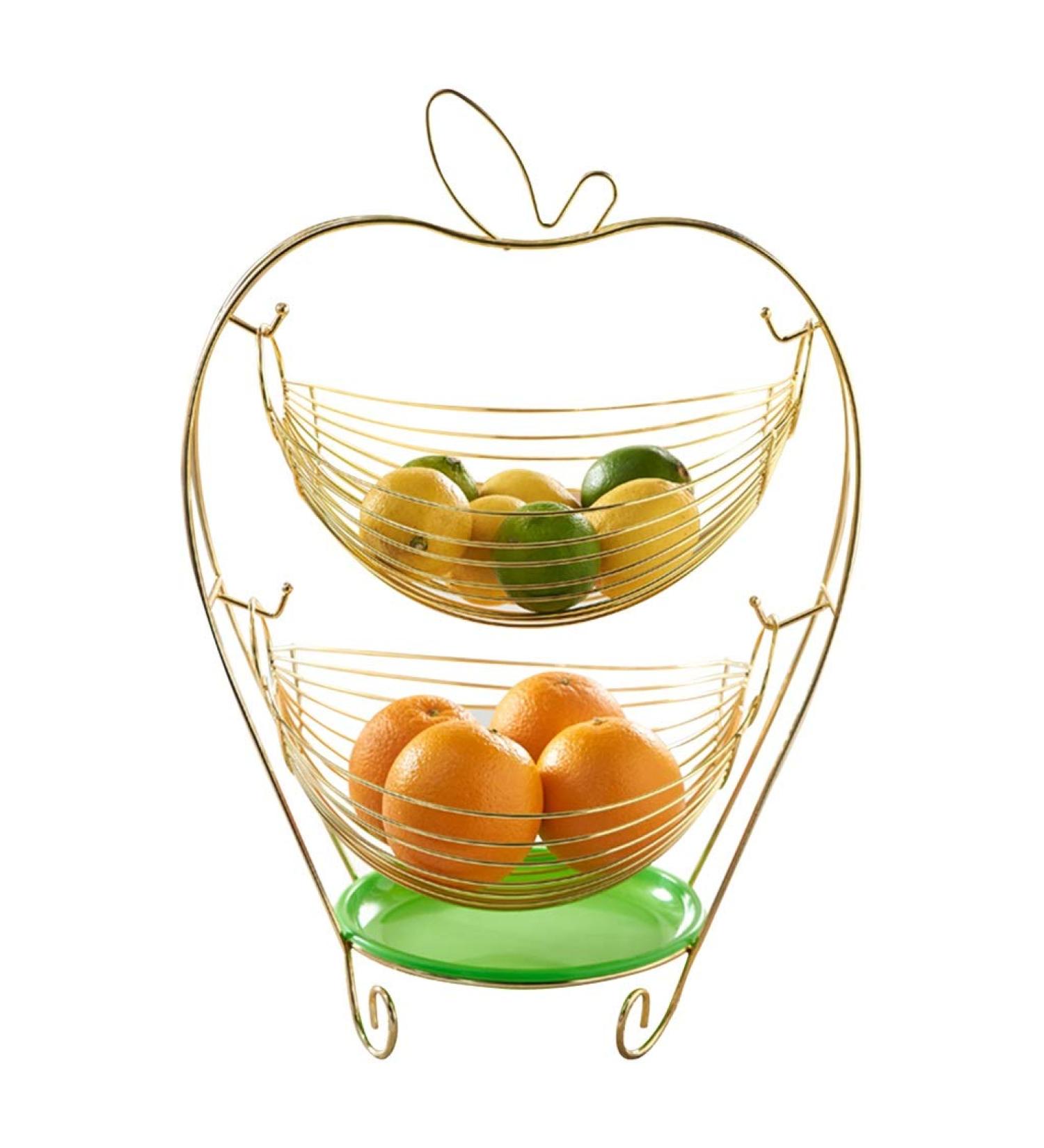 Fruit Basket for Kitchen Creative Double Fruit Plate Stainless Steel Fruit Drain Basket Living Room Dining Room Fruit Candy Dish Fruit Bowl/Fruit Bowls - Buy Online on GoSupps.com