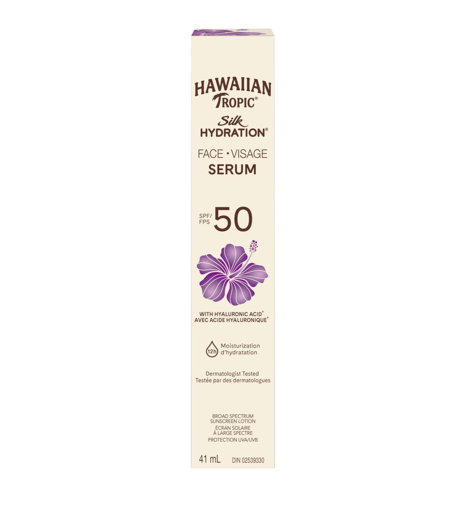 Hawaiian Tropic Silk Hydration Face Serum SPF 50 with Hyaluronic Acid - Buy Online on GoSupps.com