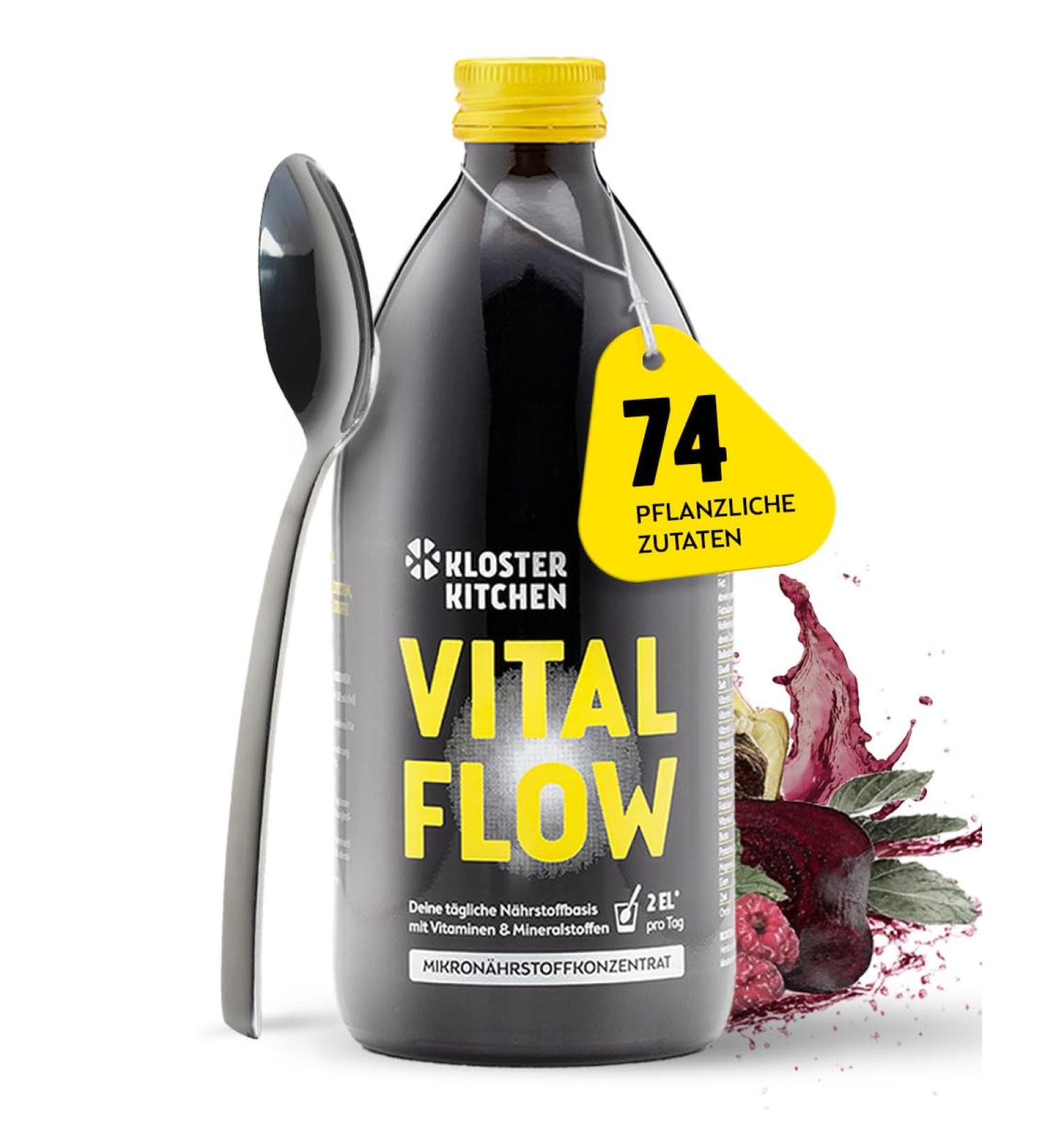  Kloster Kitchen Kloster Kitchen Vital Flow Micronutrient Concentrate | 500 ml 31 days 74 ingredients | Fruits vegetables and herbs Vitamins minerals and trace elements | Micronutrients Liquid Juice - Buy Online on GoSupps.com