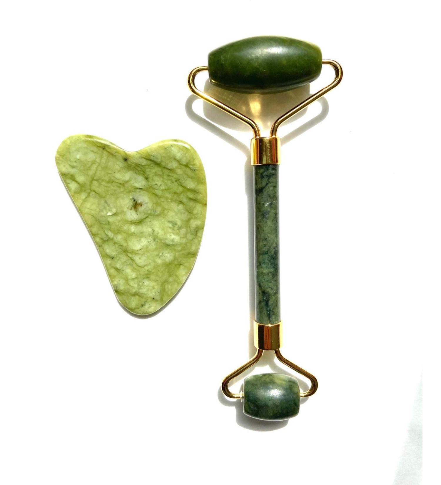 Jade Roller and Gua Sha Set - Facial Sculpting Tool for Wrinkles & Dark Circles | Best Face Roller & Massager for Glowing Skin - Buy Online on GoSupps.com