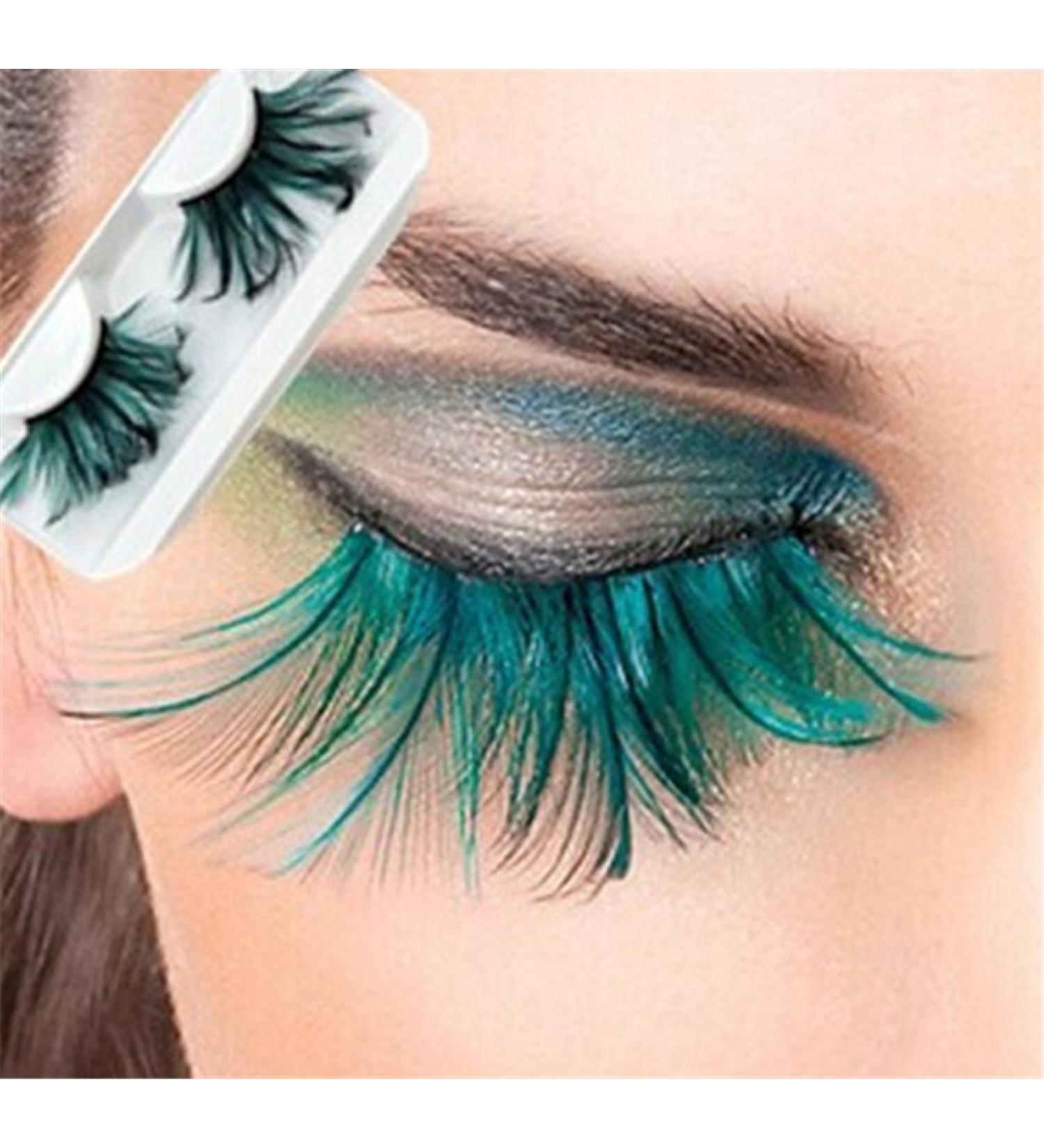 Shop Miya Fantastic Eyelashes - Handmade Blue Feather False Lashes for Parties Carnivals & Halloween | Super Soft & Eye-Catching - Buy Online on GoSupps.com