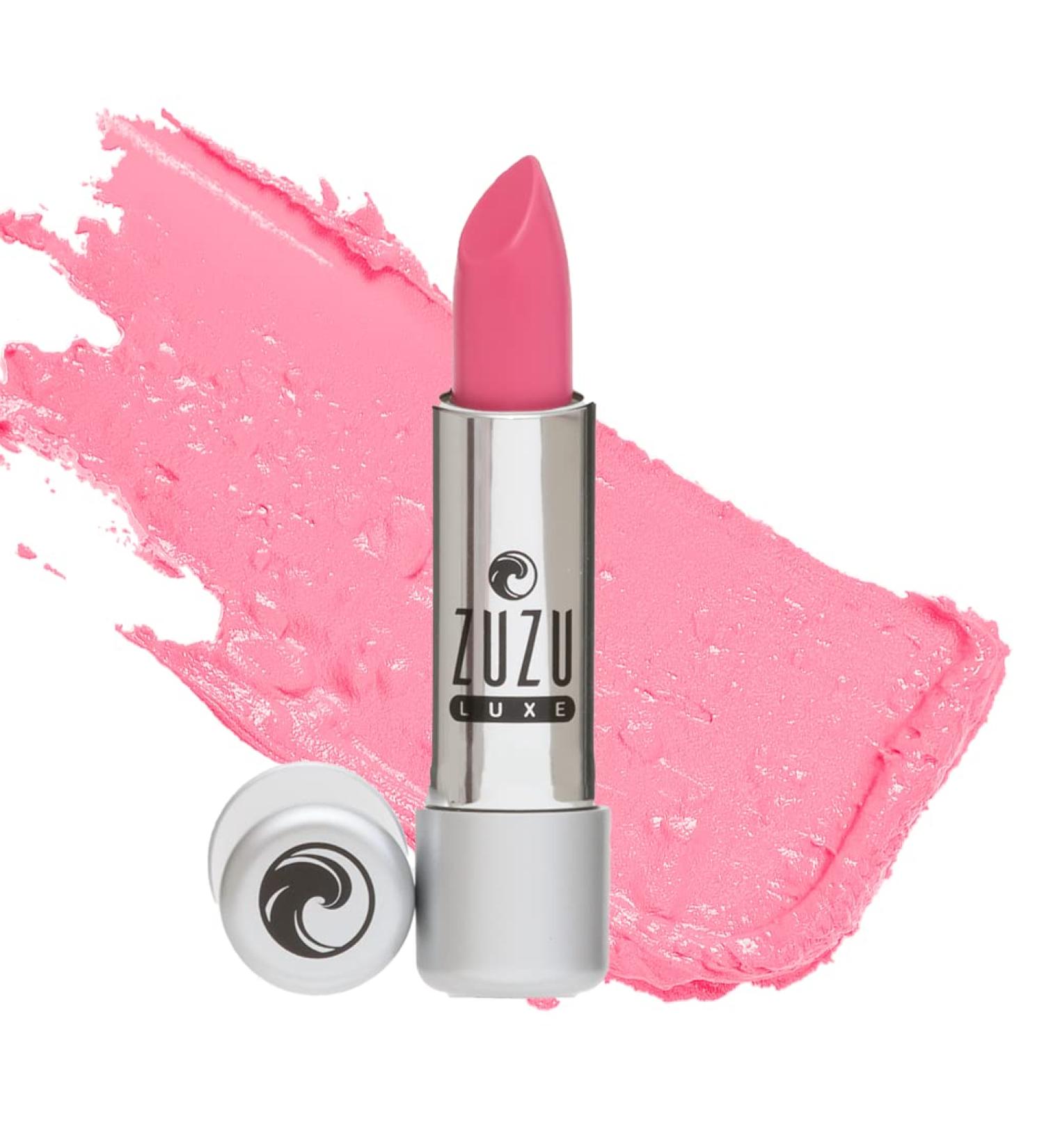 Zuzu Luxe Dollhouse Pink Lip Color Lipstick - Natural Hydrating Vegan Lipstick (0.13 oz) | Paraben-Free, Gluten-Free, Cruelty-Free, Non-GMO | Bubblegum Pink/Cool Cr me Shade - Buy Online on GoSupps.com
