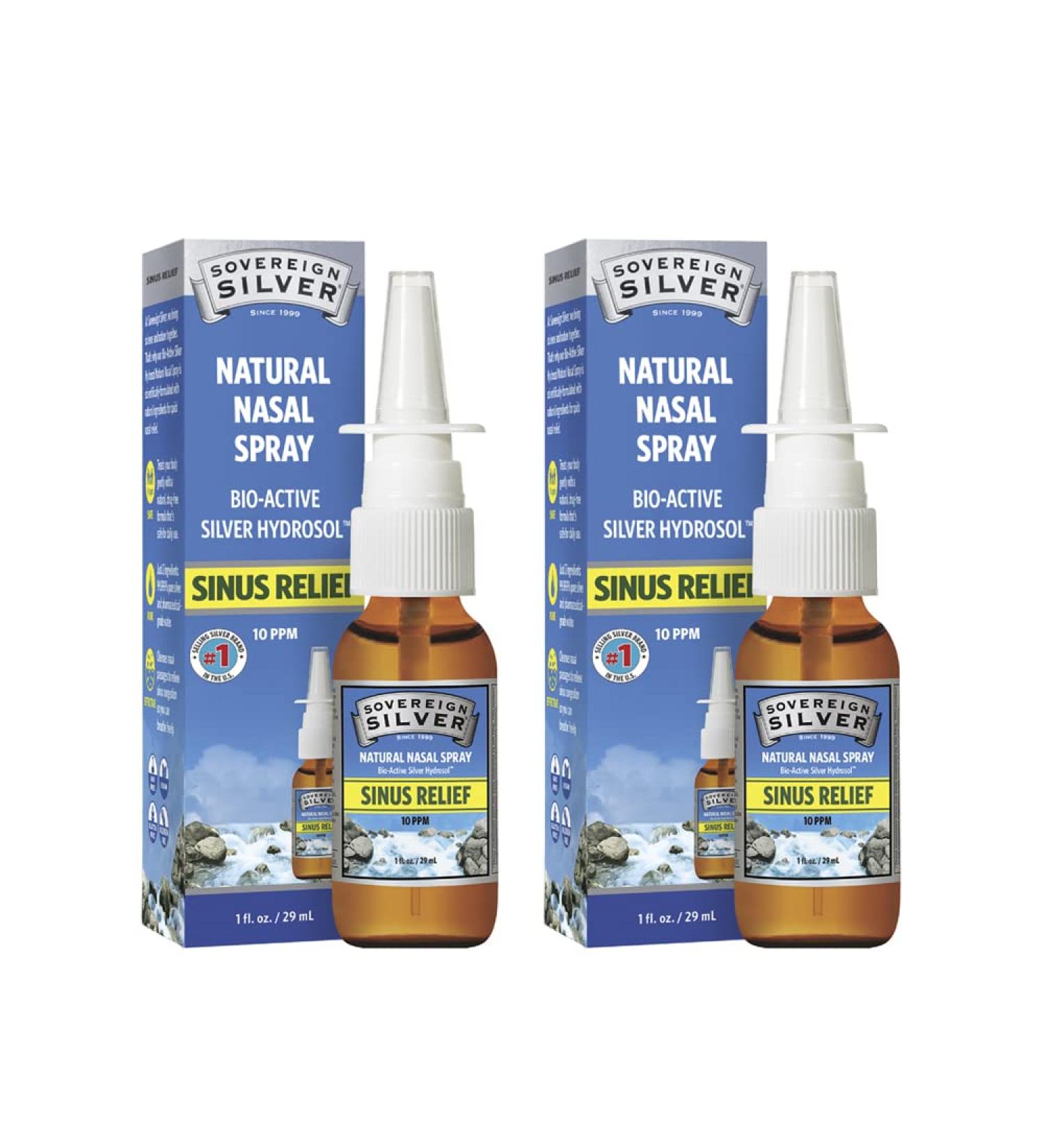 Sovereign Silver Bio-Active Colloidal Silver Nasal Spray - Immune Support - 10ppm - 1oz - Pack of 2 | International Shipping Available - Buy Online on GoSupps.com