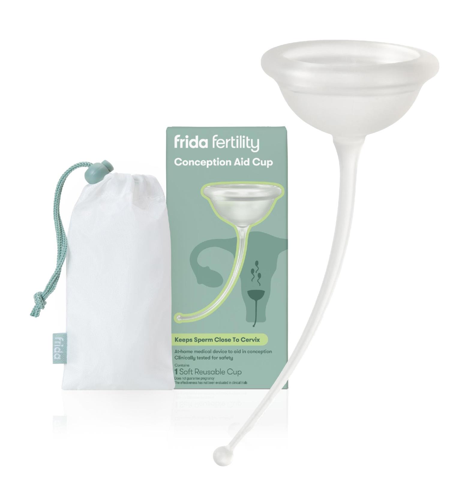 Frida Fertility Conception Aid Cup | Natural Reusable Fertility Support for Women | Soft Silicone Sperm Retention Cup with Storage Bag - Buy Online on GoSupps.com