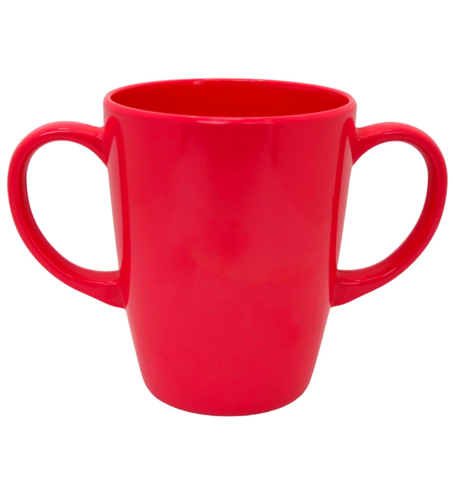 Rosa Lifestyle Two Handled Melamine Mug Lightweight 126g 400ml/14oz Capacity Daily Living Mobility Aid for Elderly Dementia Tremors Arthritis & Weak Grip (Pink)