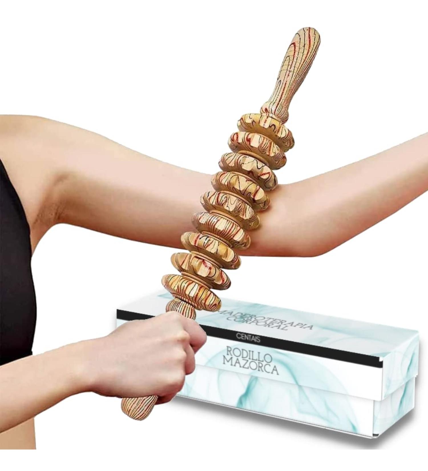 Cellulite Massage Device | Wooden Massage Roller & Fascia Roller | Maderotherapy Anti-Cellulite Treatment - Buy Online on GoSupps.com