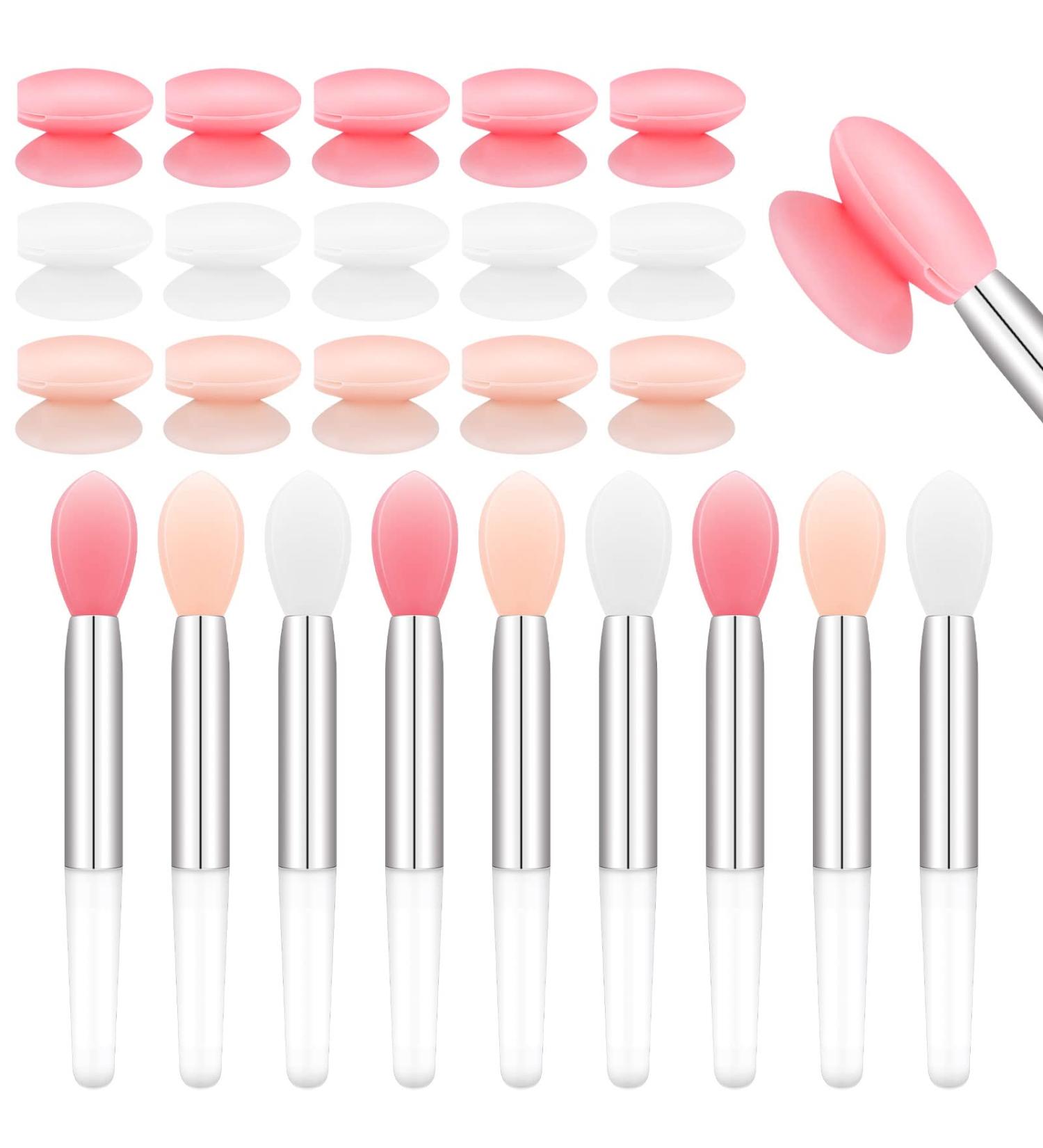 30 Pcs Silicone Lip Brush Set with Cover - Reusable Lipstick Applicator Brushes for Makeup - 3 Colors - Buy Online on GoSupps.com