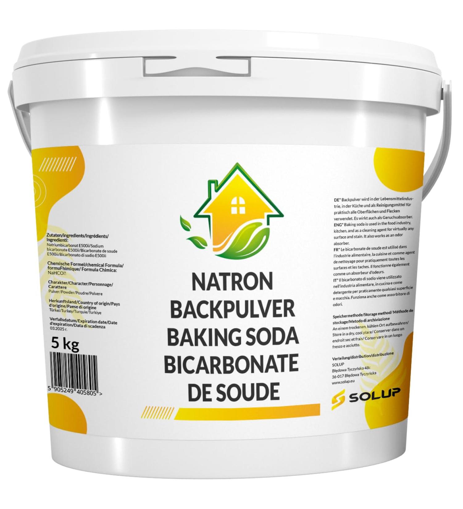Solup Natron Powder 5kg - High-Quality Soda Powder for Cleaning & Baking | Sodium Hydrogen Carbonate | International Shipping - Buy Online on GoSupps.com