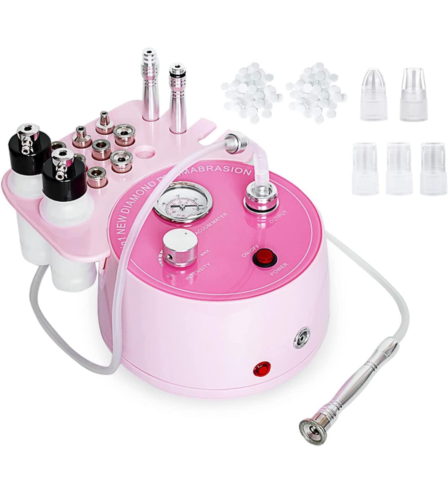 Pink Diamond 3-in-1 Dermabrasion Machine | Professional Pore Vacuum for Skin Toning & Blackhead Removal | 0-70 cmHg Suction Power | Facial Treatment at Home - Buy Online on GoSupps.com