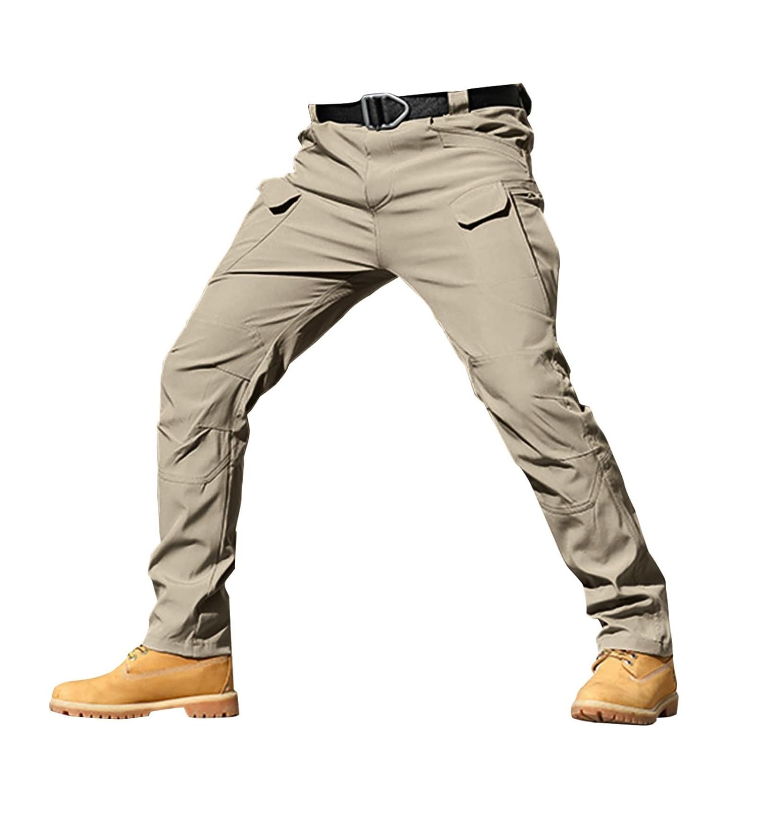 Shop Wide Cargo Vose Men's Outdoor Stretch Overalls - Loose Soft Rain-Resistant Pants with Large Side Pockets in Khaki - Buy Online on GoSupps.com
