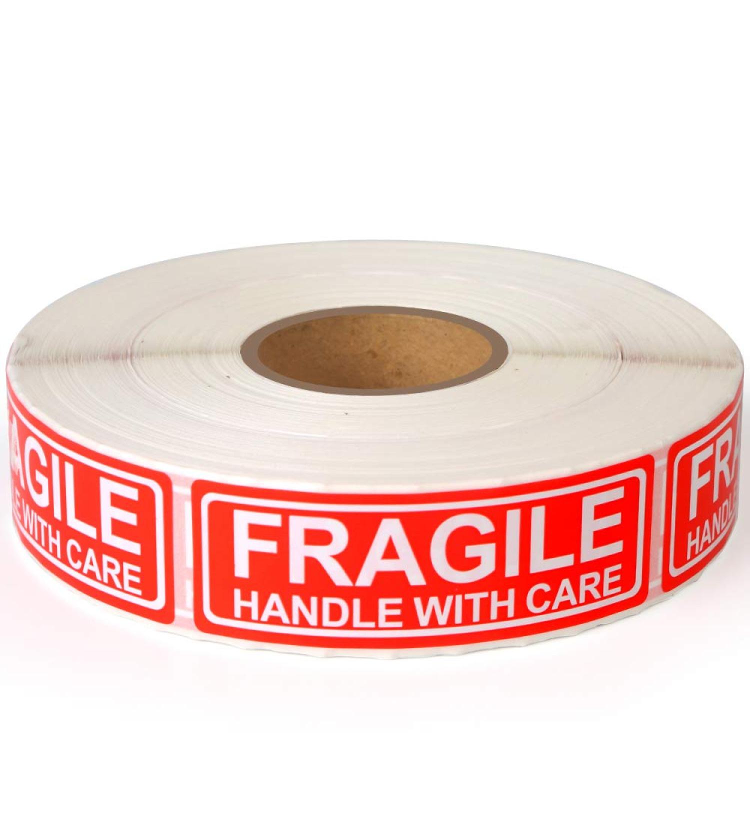 Fragile Shipping Stickers - 1x3 Handle with Care Labels | 1000 Labels per Roll for Safe International Delivery - Buy Online on GoSupps.com