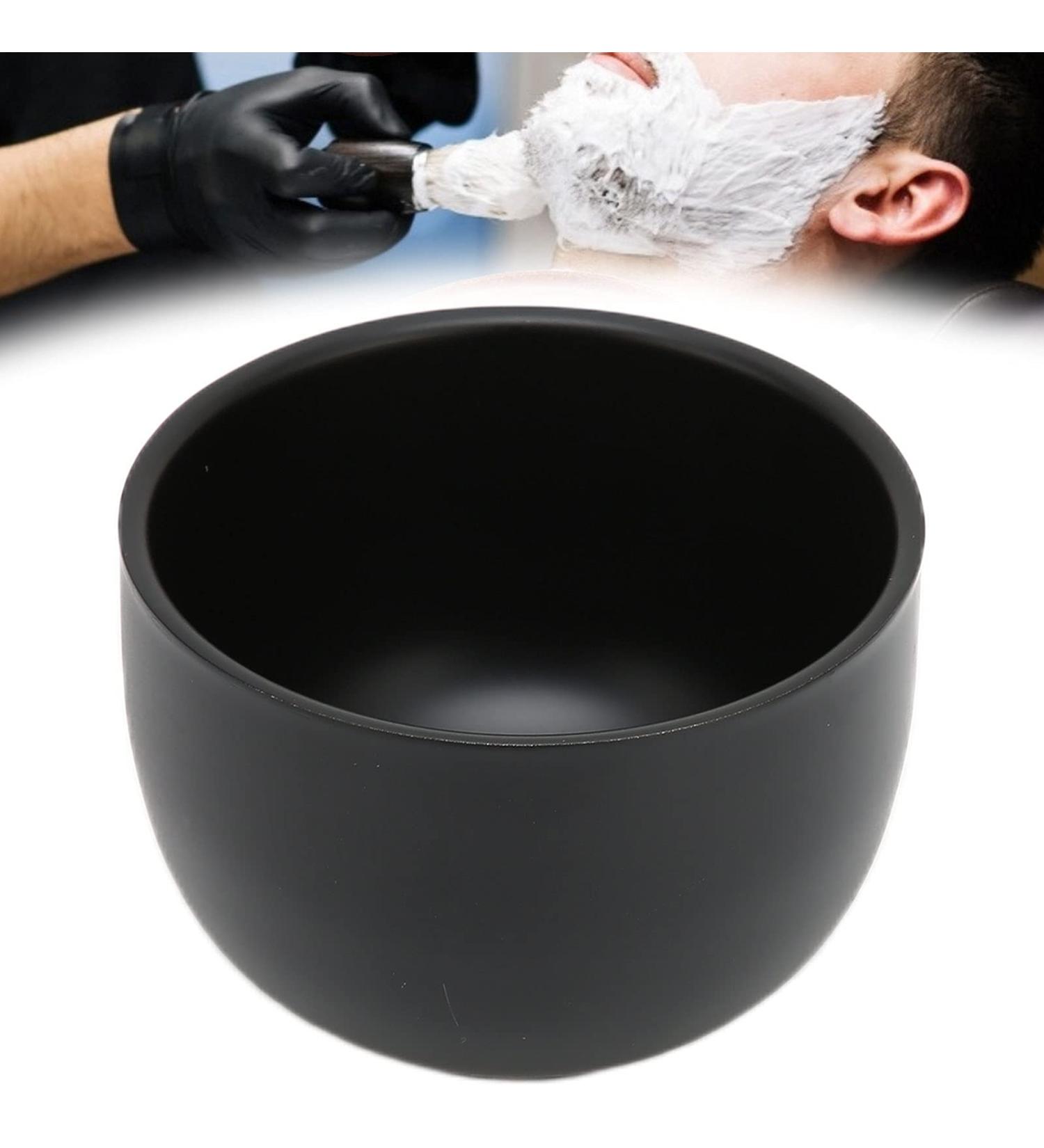 AMONIDA Black Stainless Steel Shaving Bowl - Curved Design with Anti-Slip Bottom for Men's Facial Shaving - Buy Online on GoSupps.com
