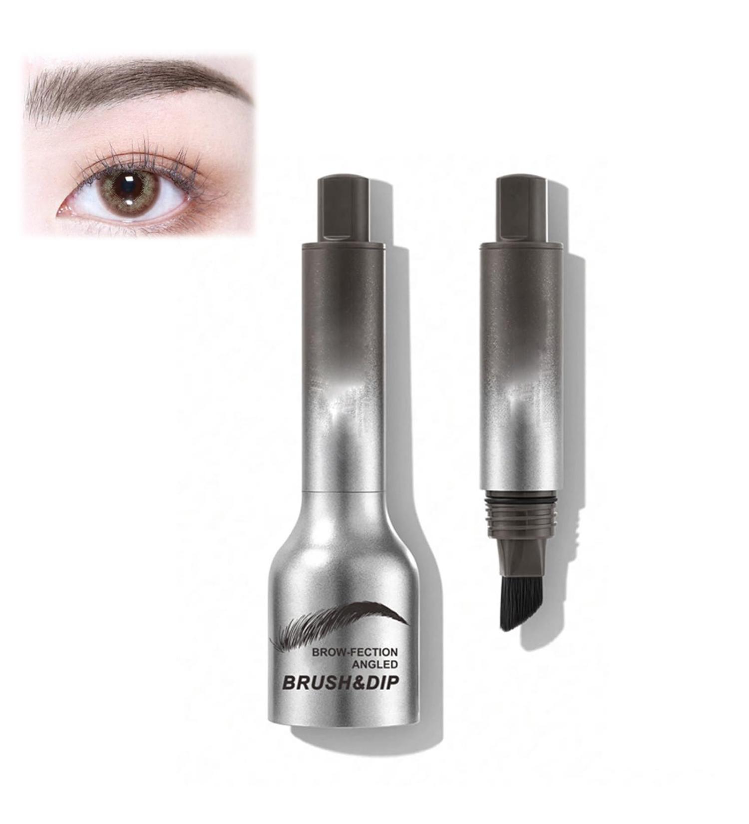 Liquid Eyebrow Brush Angled Brush and Dip Liquid Eyebrow Gel Smudge Proof Eyebrow Pencils for Women Makeup (Dark gray) - Buy Online on GoSupps.com