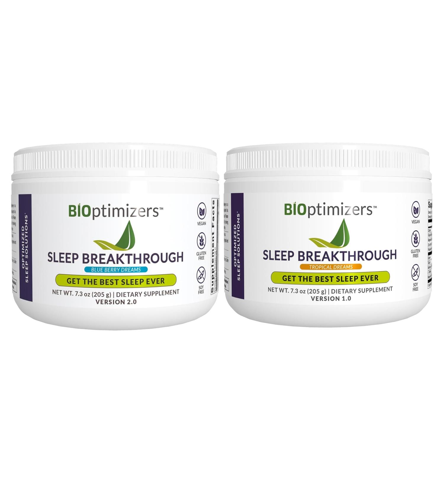BIOptimizers Sleep Breakthrough Powder Tropical Dreams & Blueberry Bundle Natural Sleep Support Supplement 405g Total - Buy Online on GoSupps.com