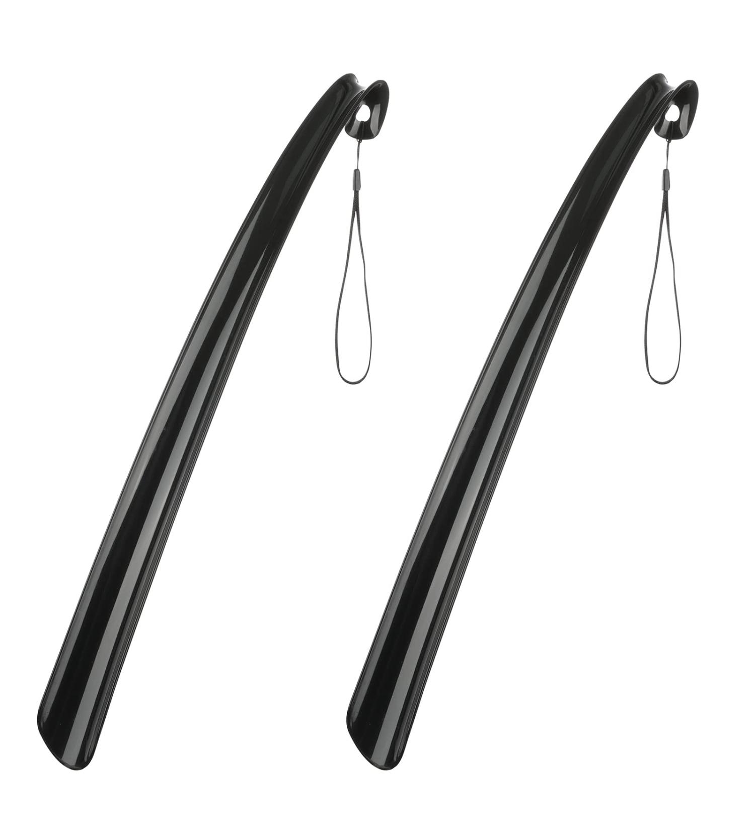 PCEEL Long Handle Shoe Horn - Super Strong Plastic/Genuine Wood - 17/43cm - Black - For Men, Women, Seniors, Kids - with Lanyard - Buy Online on GoSupps.com