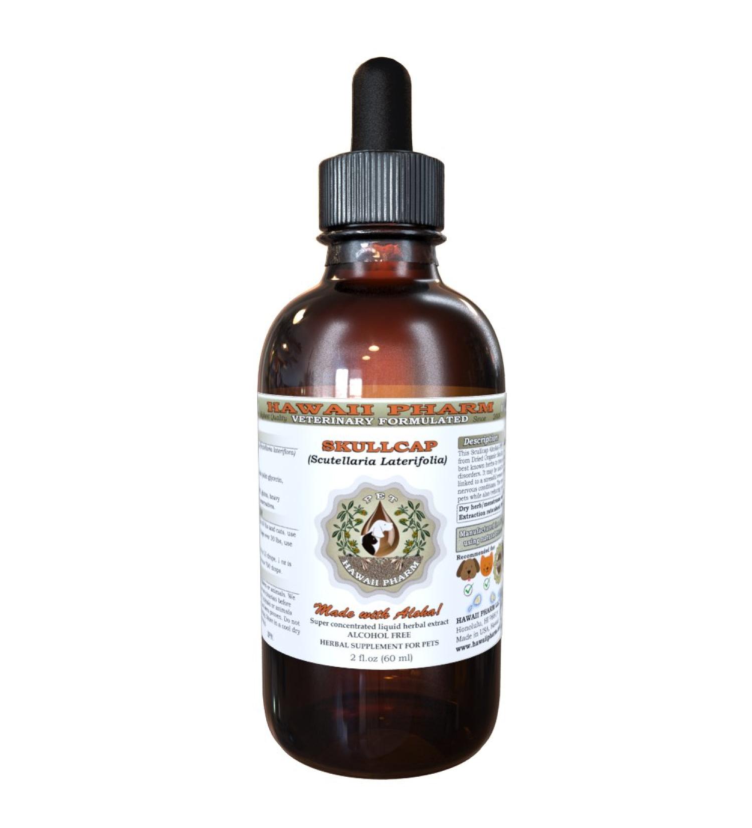 HawaiiPharm Skullcap Natural Alcohol-Free Liquid Extract 2 oz - Pet Herbal Supplement - Buy Online on GoSupps.com