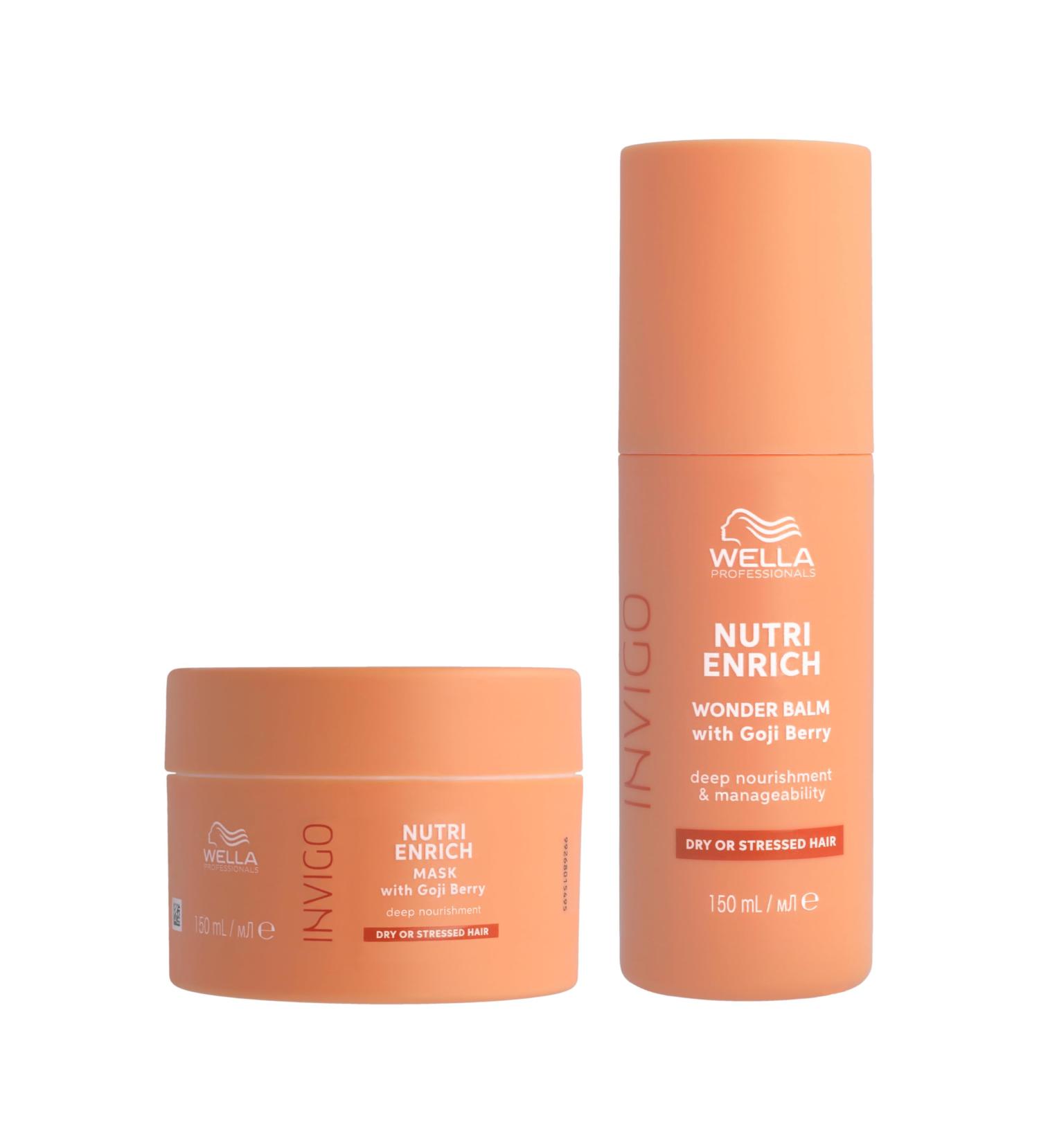 Wella Professionals Invigo Nutri Enrich : Masque Nourrissant Anti-Frisottis + Baume Merveilleux Nourrissant et D m lant - Restaure les Cheveux Secs et Ab m s. 150 ml + 150 ml - Buy Online on GoSupps.com