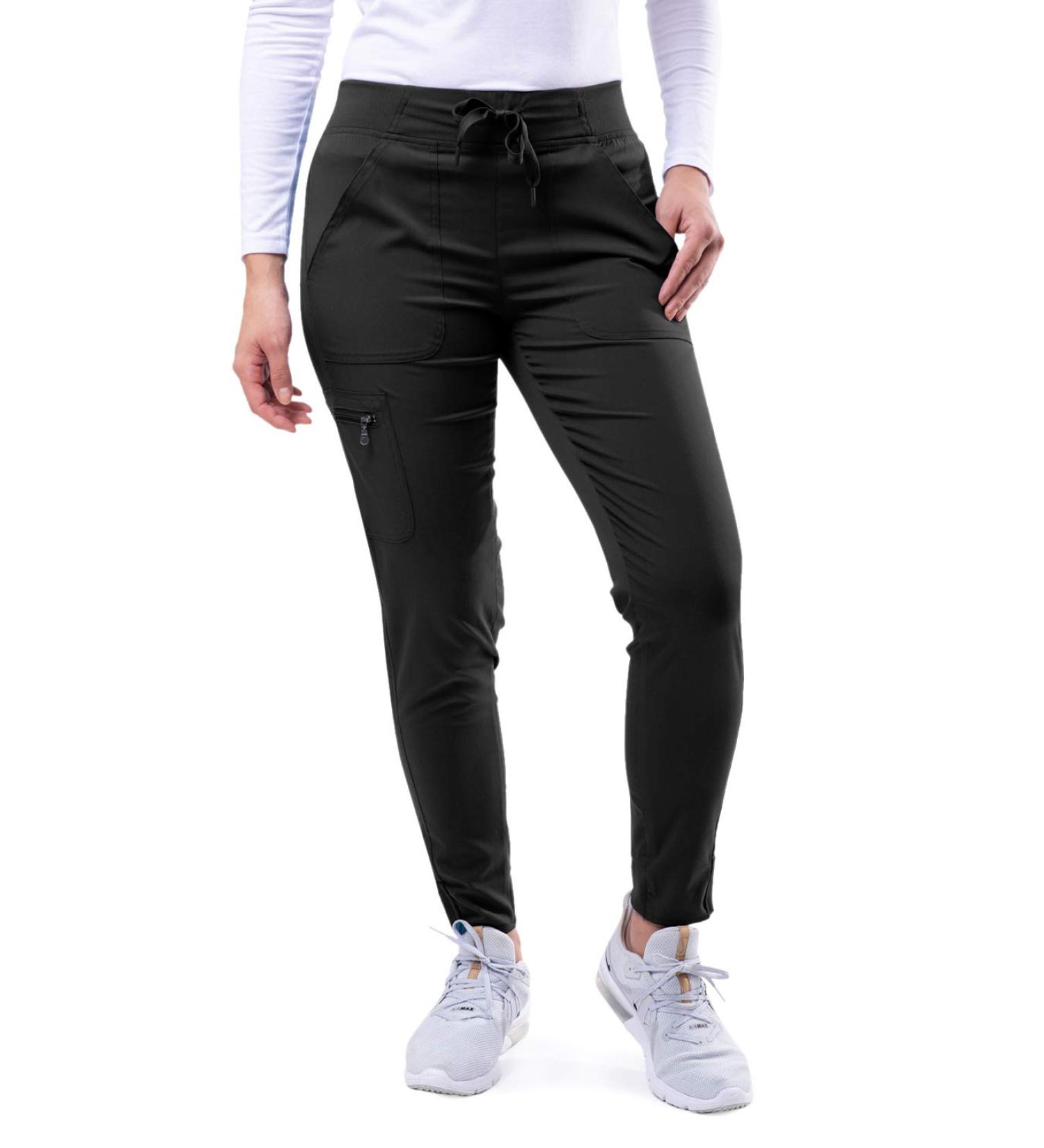 Adar Pro Women's Ultimate Yoga Jogger Scrub Pants - Medium Black | High-Quality Scrubs - Buy Online on GoSupps.com
