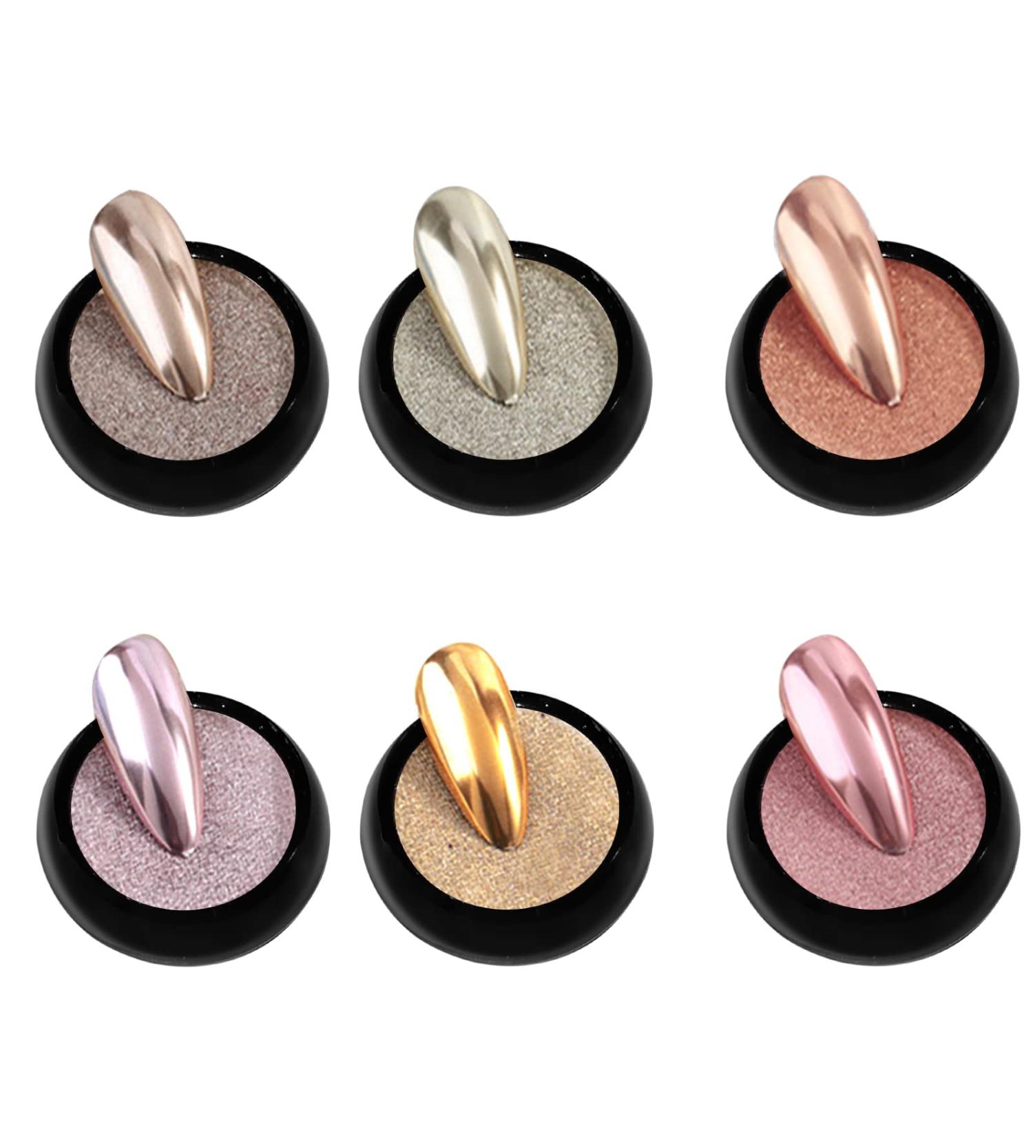 Buy Metallic Nail Powder Set - 6 Colors Chrome Nail Art Pigment for Stunning Shine & Mirror Effect - Buy Online on GoSupps.com