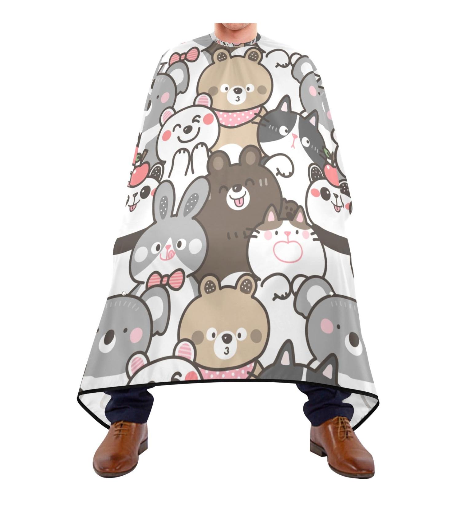 Buy Waterproof Barber Cape - Cartoon Bear Bunny Cat Koala & Panda Haircut Bib for Men & Women - Fun Cheetah Design for Hair Cutting - Buy Online on GoSupps.com