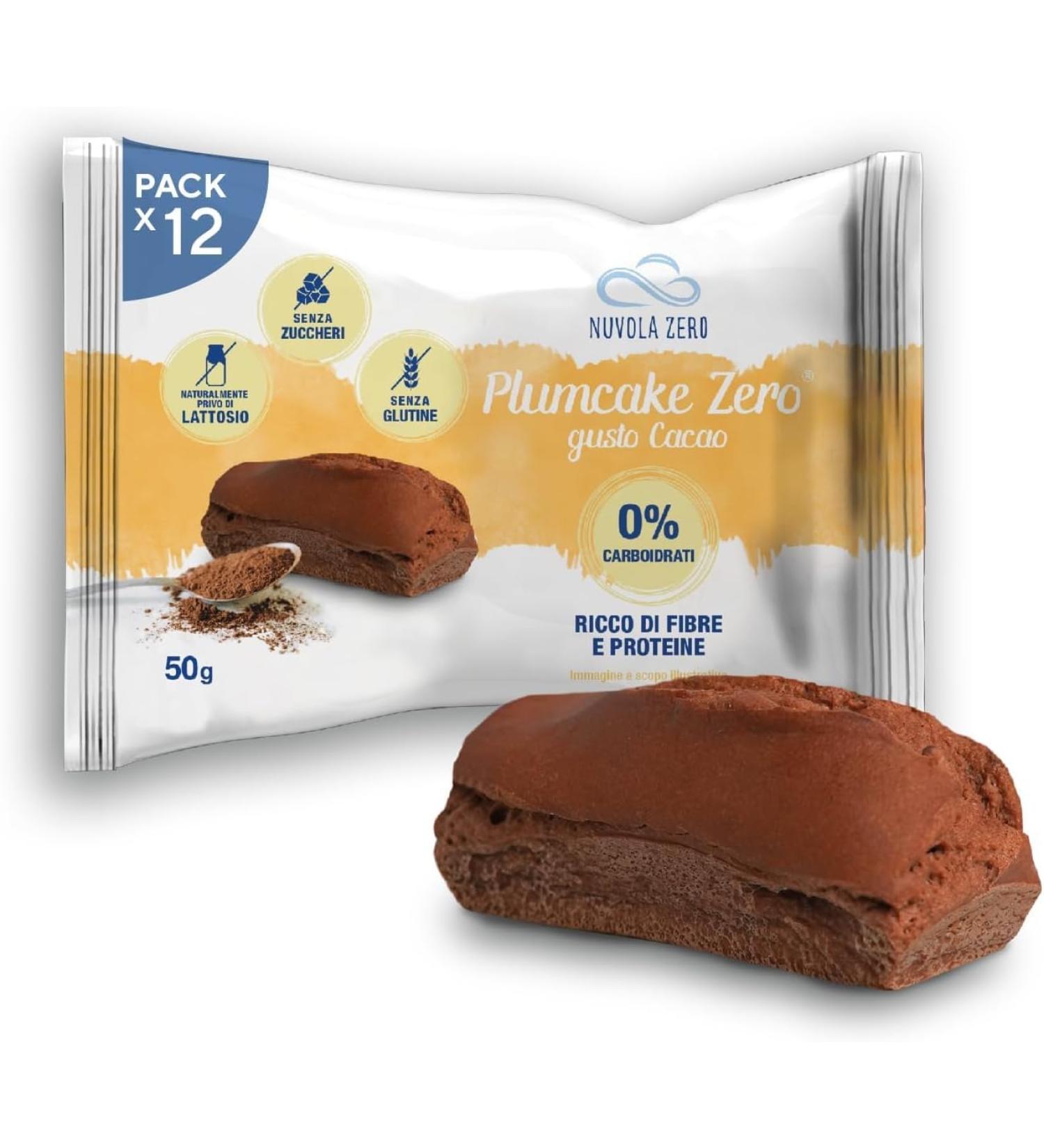 Nuvola Zero Plumcake - Zero Carbs Gluten-Free Lactose-Free Sugar-Free Snack | 12 Portions of Italian Cocoa Delight - Buy Online on GoSupps.com
